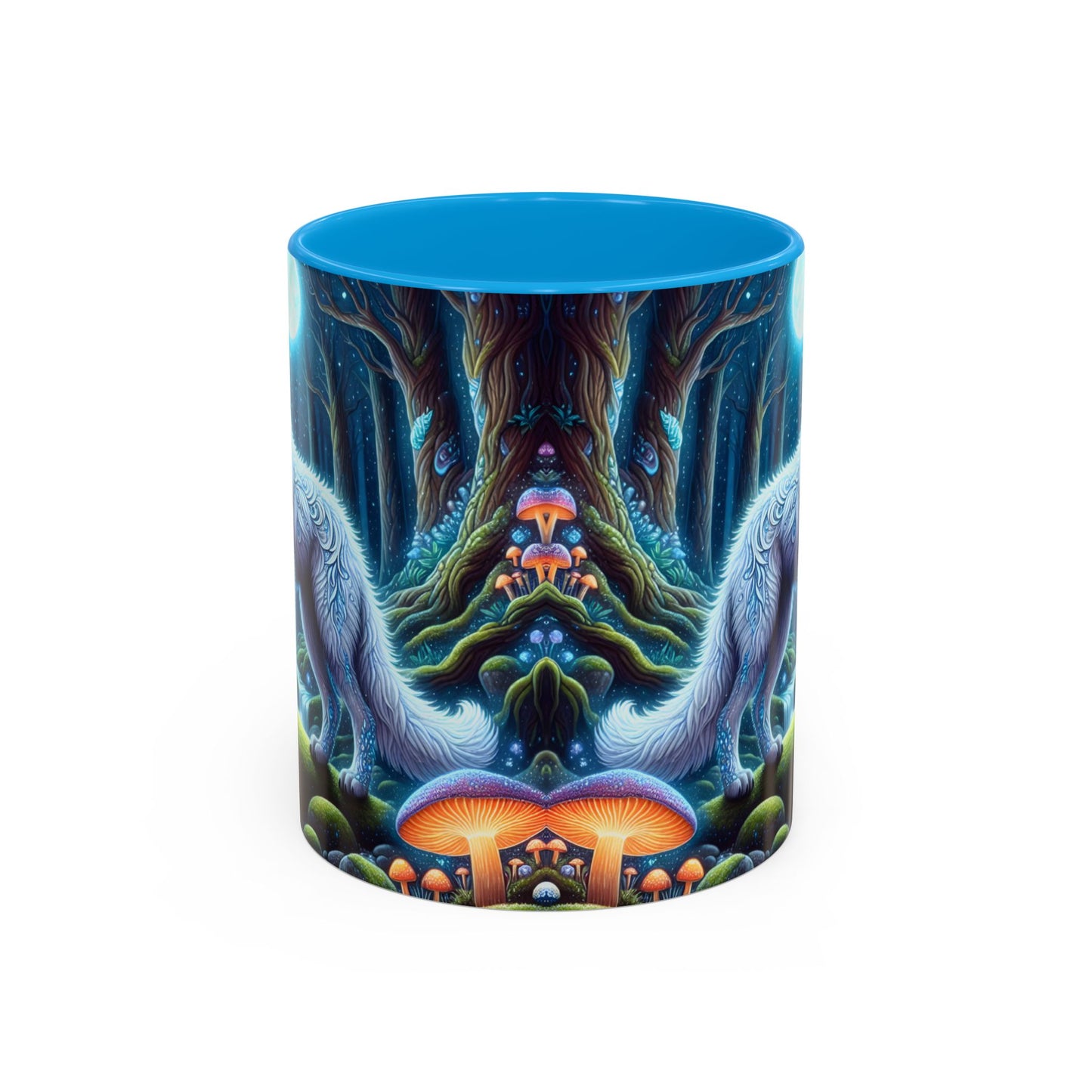 Tasse Loups Blancs Fantasy – Mug Forêt Mystique et Lune Magique – Illustration Féerique Animaux Spirituels 325ml