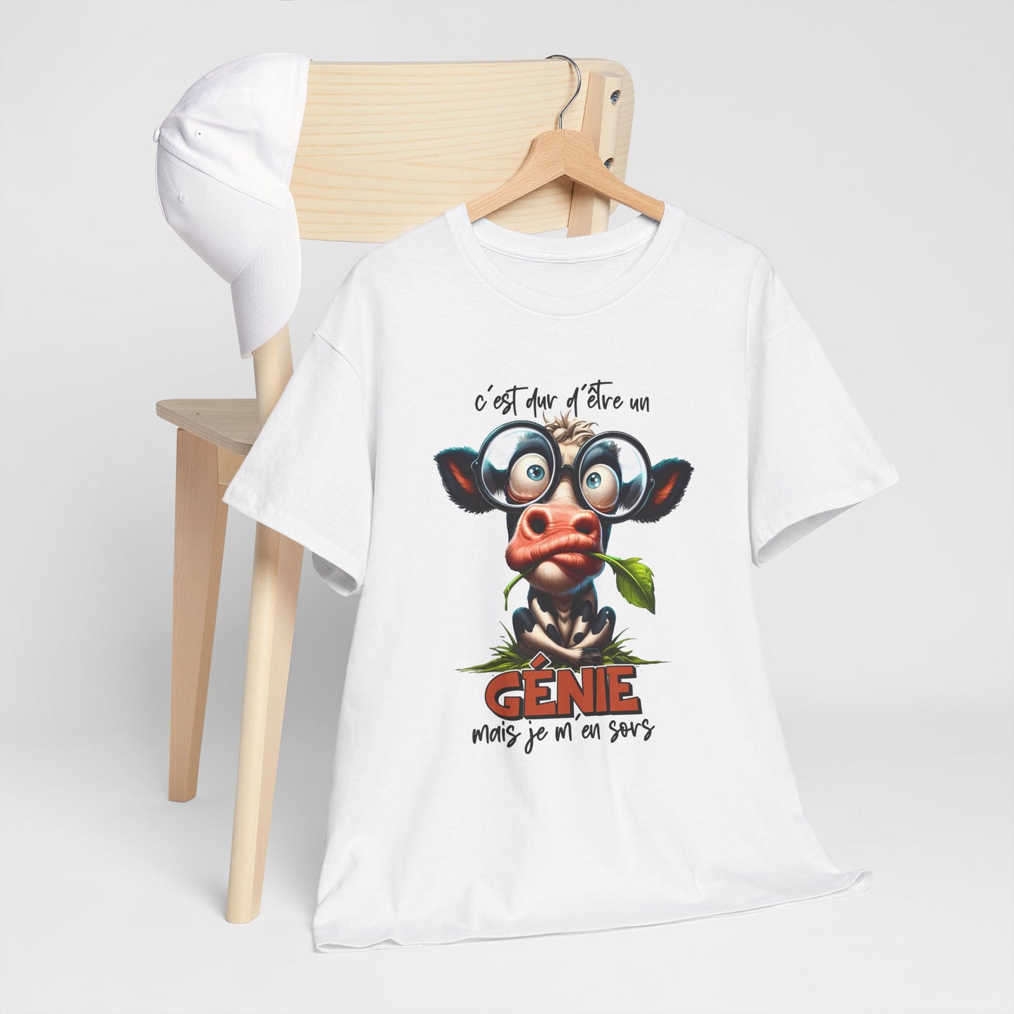 Tee Shirt C’est Dur d’Être un Génie Mais Je M’en Sors – T-Shirt Humour Vache Rigolote – Cadeau Homme Femme
