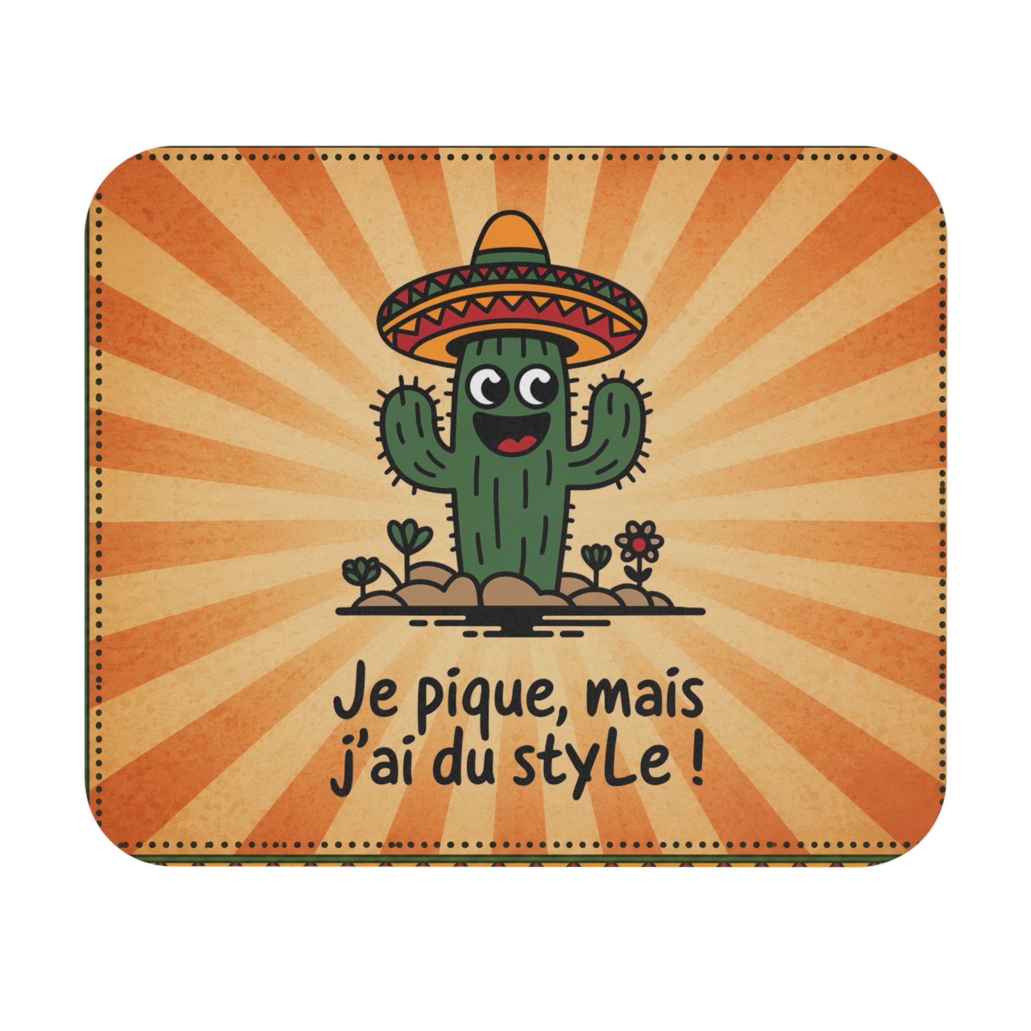 Tapis de Souris 22x18cm Je Pique mais J'ai du Style Cactus Humour Sombrero Cadeau Homme Femme Bureau Gaming Décoration Originale