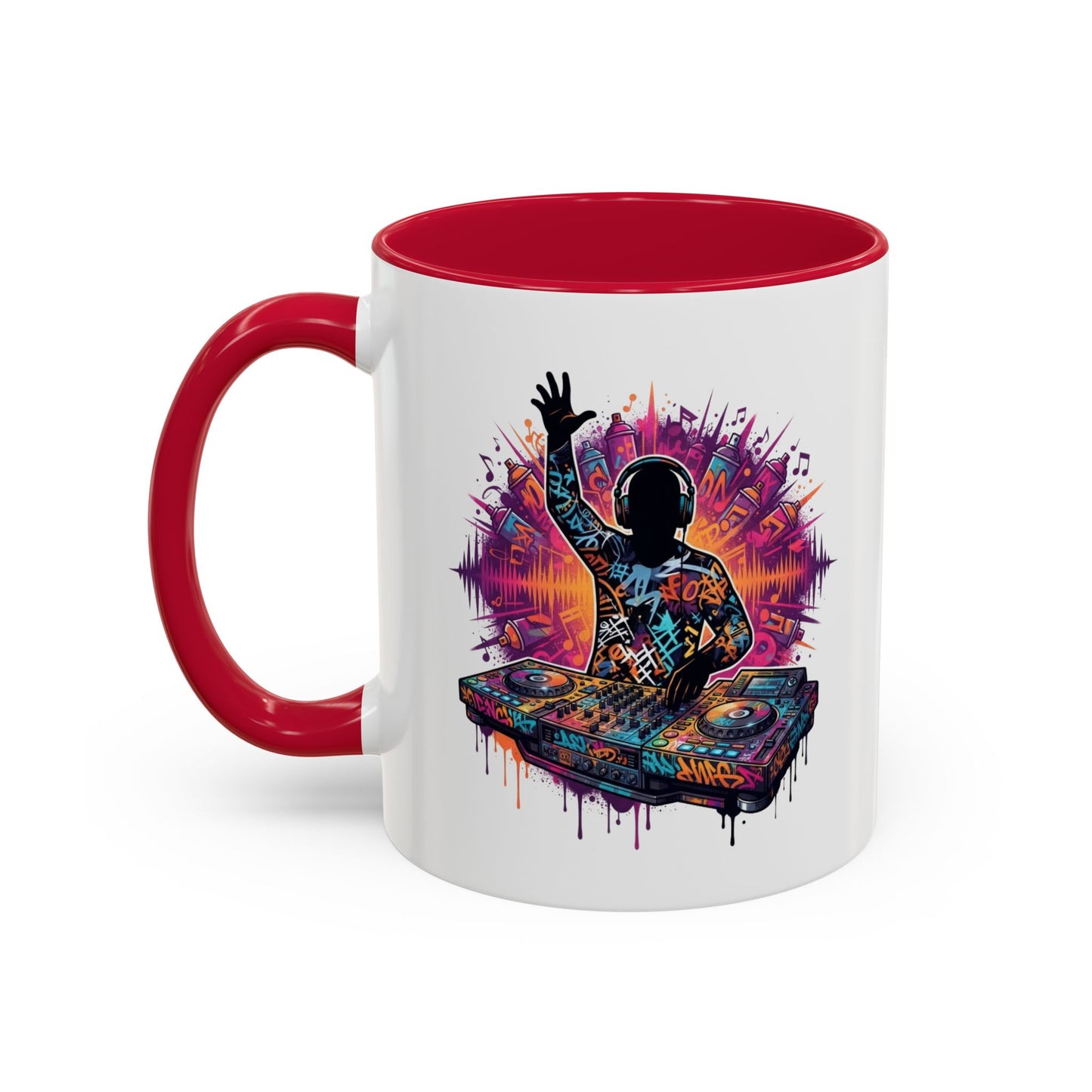 Tasse DJ Musique Électro Graffiti – Mug DJ Coloré Homme Femme – Cadeau Passionné de Mixage Festival Clubbing EDM 325 ml