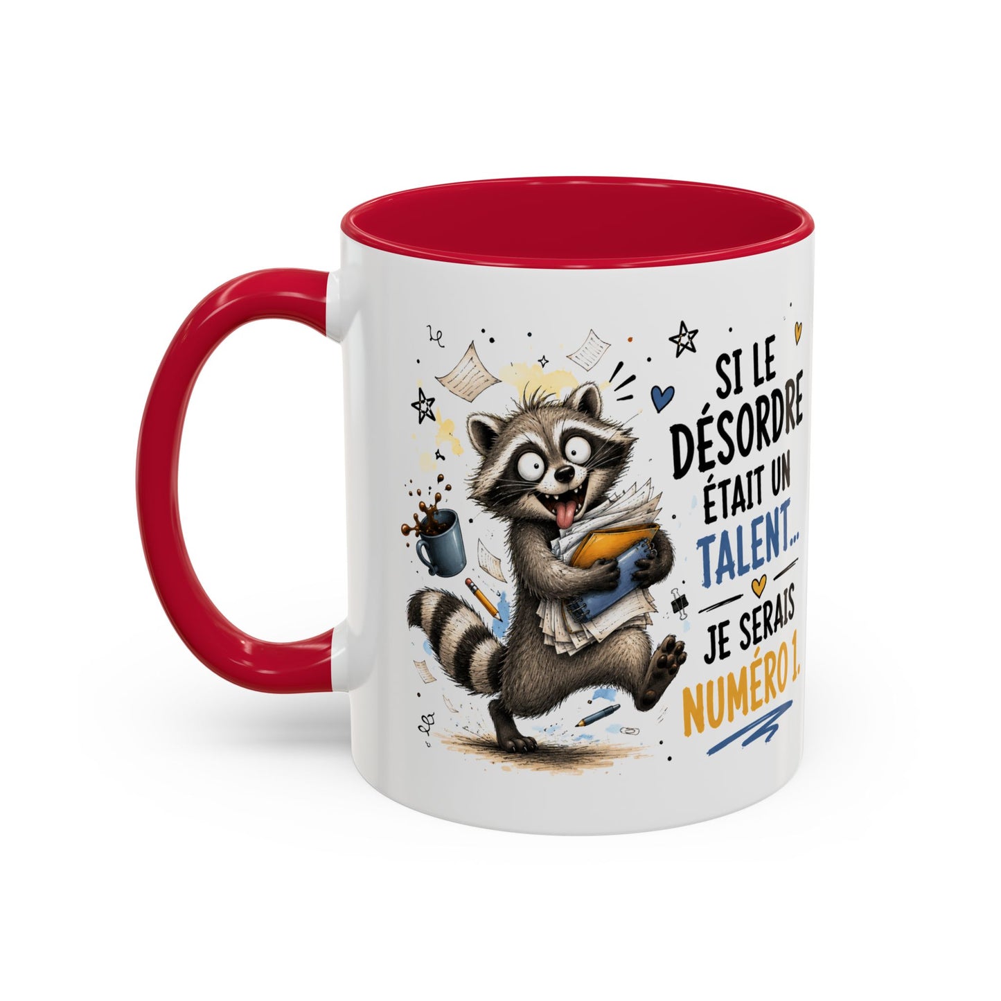 Tasse Raton Laveur Drôle Homme Femme – Mug Si Le Désordre Était un Talent Je Serais Numéro 1 – Cadeau Humour Bureau Café 325 ml