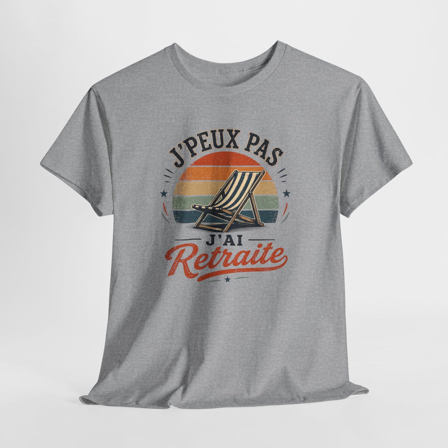 T-Shirt Retraite Humour Homme Femme – J’Peux Pas J’Ai Retraite – Tee Shirt Retraité Vintage Cadeau Départ Retraite Senior Pensionné