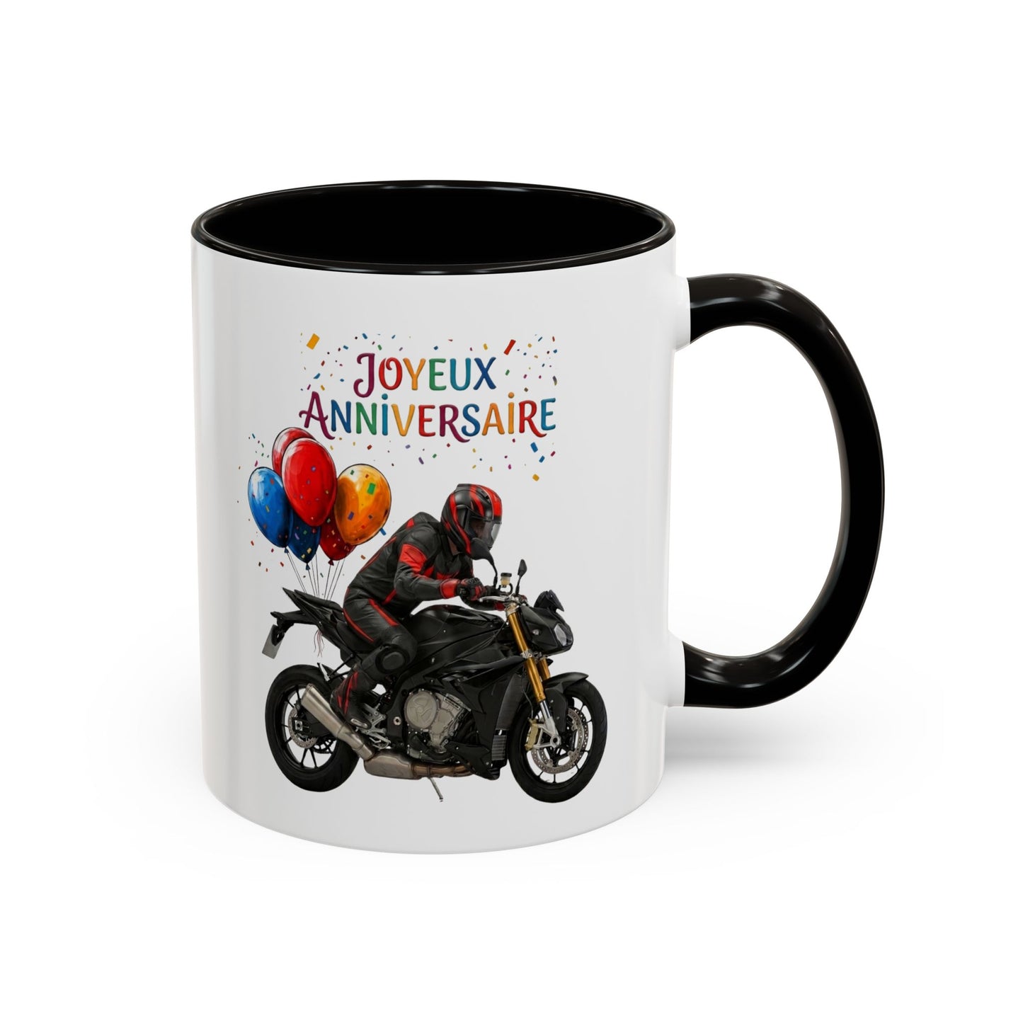 Mug Anniversaire Motard Homme – Tasse Moto Sportive – Idée Cadeau Original Passionné de Moto et Motocyclisme Noir Bleu Rouge