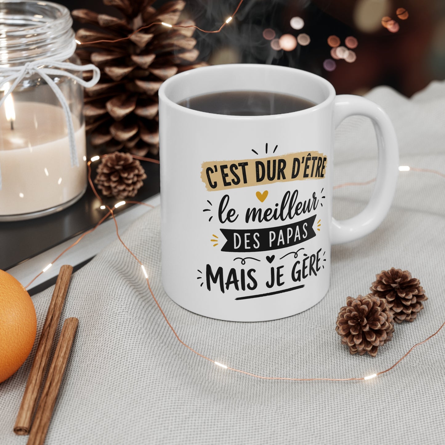 Tasse C’est Dur D’Être Le Meilleur Des Papas Mais Je Gère – Mug Humour Papa – Cadeau Homme 325ml