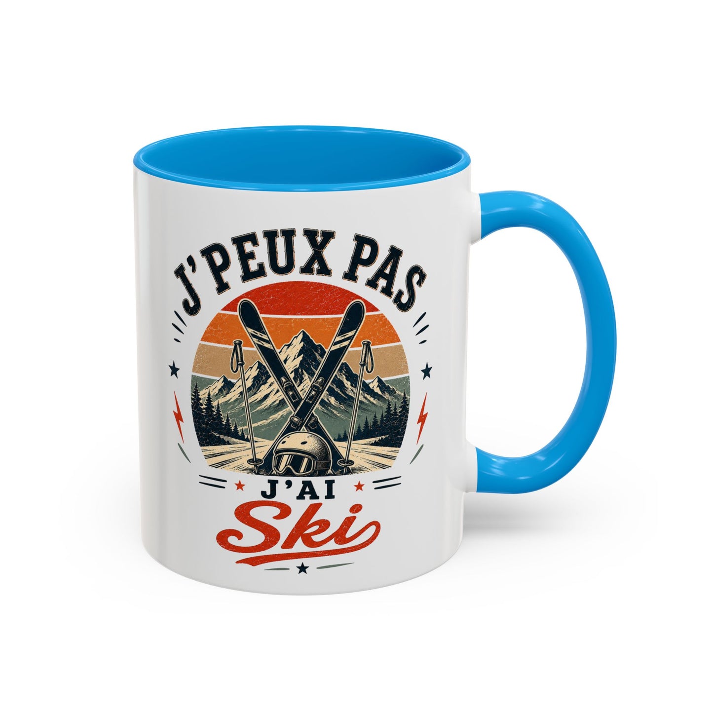 Tasse J’Peux Pas J’Ai Ski – Mug Ski Vintage Humoristique – Cadeau Skieur Homme Femme 325ml