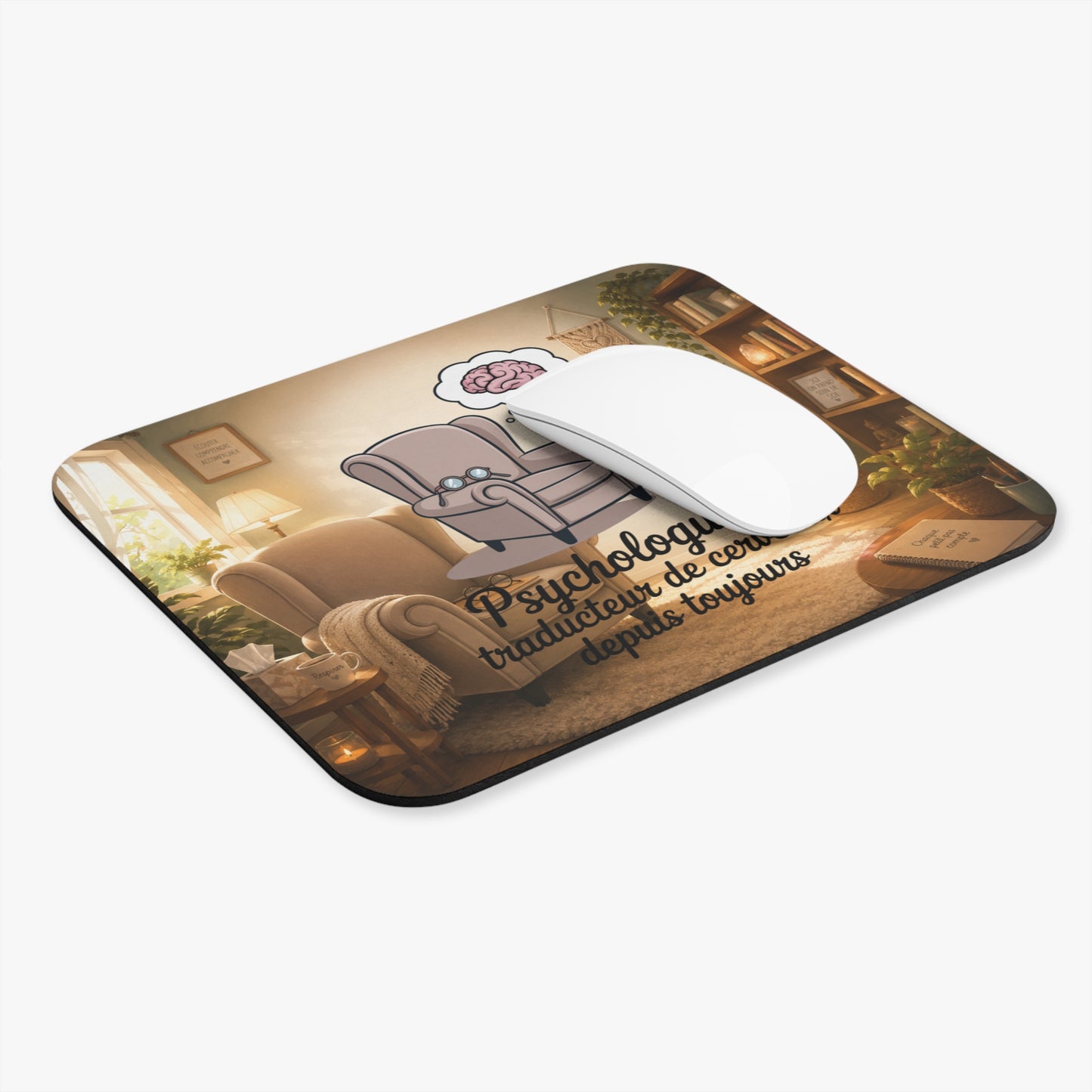 Tapis de Souris 22x18cm Psychologue Traducteur de Cerveaux Depuis Toujours – Cadeau Psychologue Homme Femme – Design Humour Cabinet Psychologie Bureau Gaming