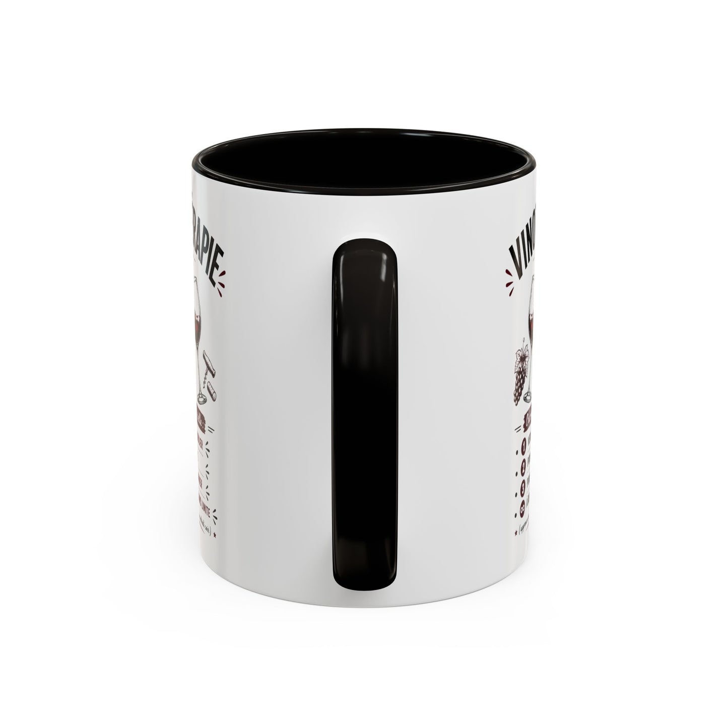 Mug Vinothérapie Drôle – Tasse Humour Vin Rouge et Apéro – Cadeau Original Amateur de Vin – Céramique 325ml Noir Bleu Rouge