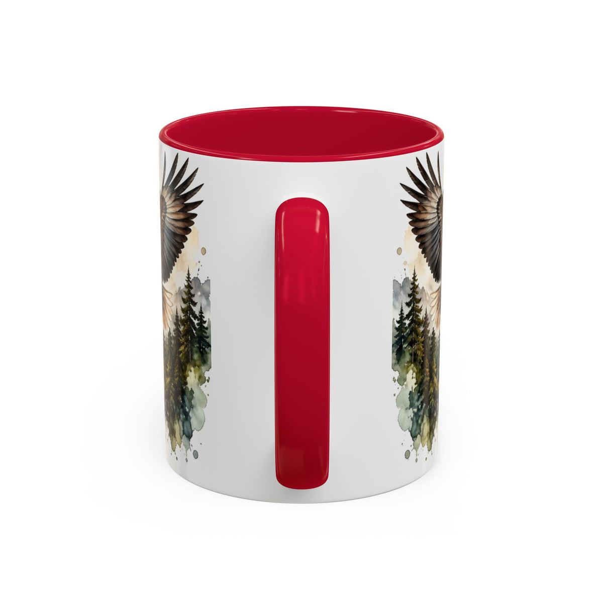 Mug Aigles en Vol au-dessus des Montagnes – Tasse Nature Sauvage Style Aquarelle – Cadeau Original Amoureux des Rapaces et Paysages