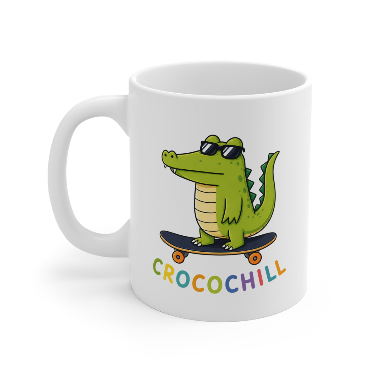 Mug Crocochill – Crocodile sur Skateboard – Tasse Humour Crocodile – Cadeau Original Homme Femme
