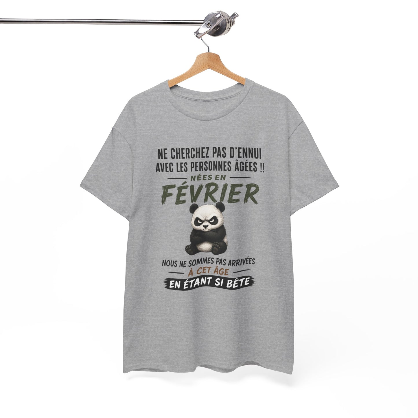 Tee-Shirt Retraité Février Humour – Cadeau Anniversaire Senior Homme Femme – Panda Drôle Retraite