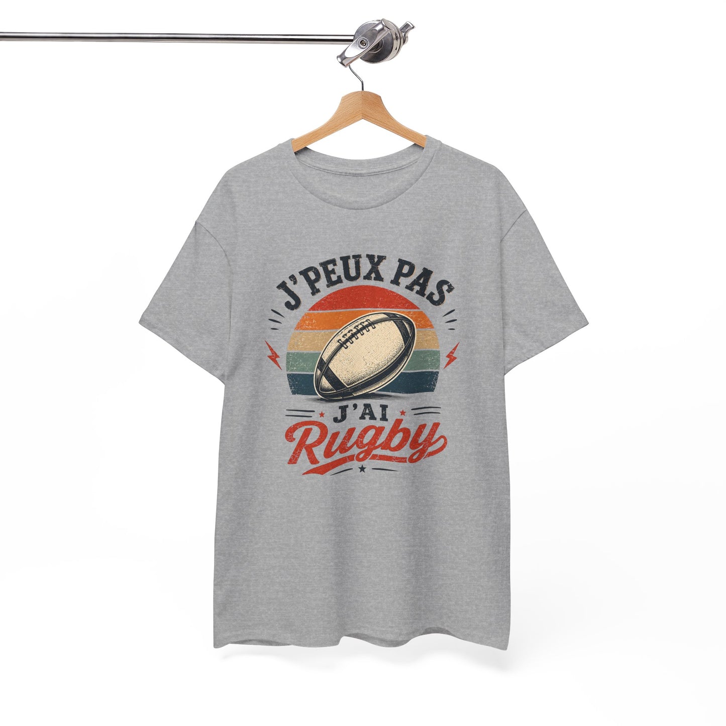 T-Shirt Rugby Homme Femme Enfant – J’Peux Pas J’Ai Rugby – Tee Shirt Ballon Rugby Vintage Cadeau Rugbyman Supporter Sport Équipe