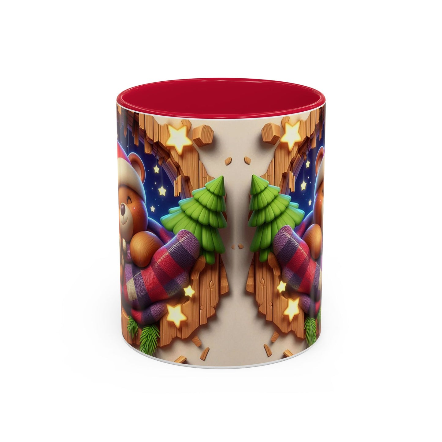 Mug Ours de Noël Kawaii – Tasse Ourson Adorable avec Bonnet de Noël, Plaid et Renne – Cadeau Hiver 325ml