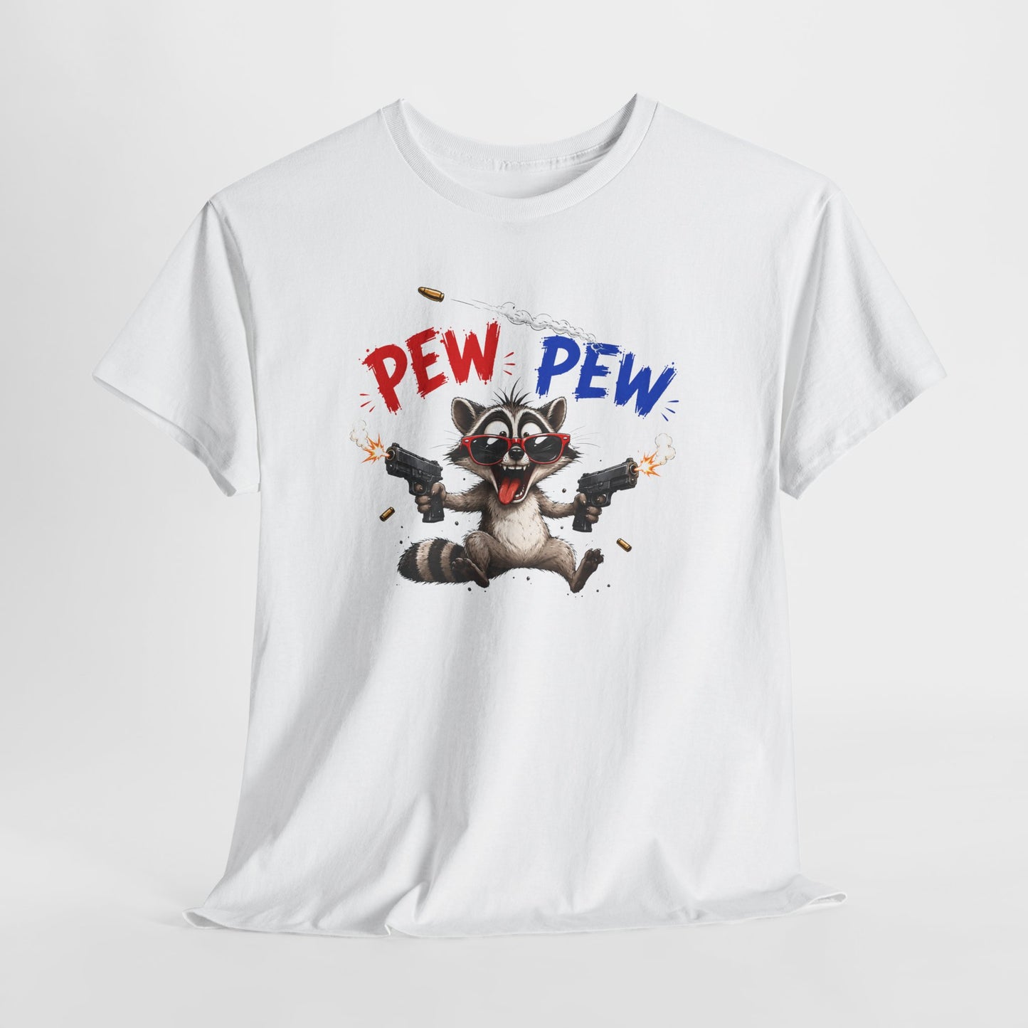 Tee-Shirt Pew Pew Raton Laveur Humour – Cadeau Drôle Homme Femme – Design Cartoon Original