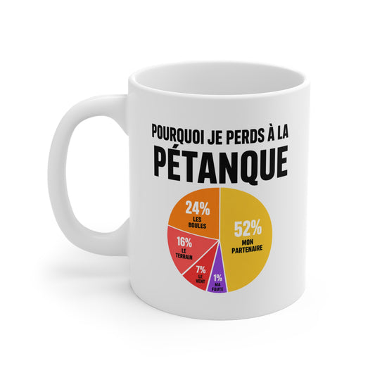 Mug Pétanque Homme et Femme – Humour Bouliste Joueur de Boules – Cadeau Original Drôle pour Passionné de Pétanque 325 ml