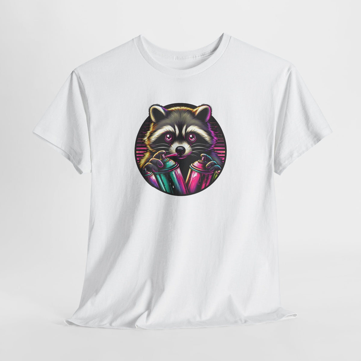 Tee Shirt Raton Laveur Graffiti Homme Femme – T-Shirt Animal Street Art Bombes de Peinture – Design Urbain Coloré