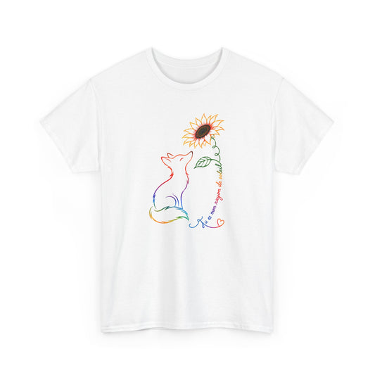 Tee Shirt Femme Renard Tournesol Multicolore Fleur Nature Animal Forêt Cadeau Original