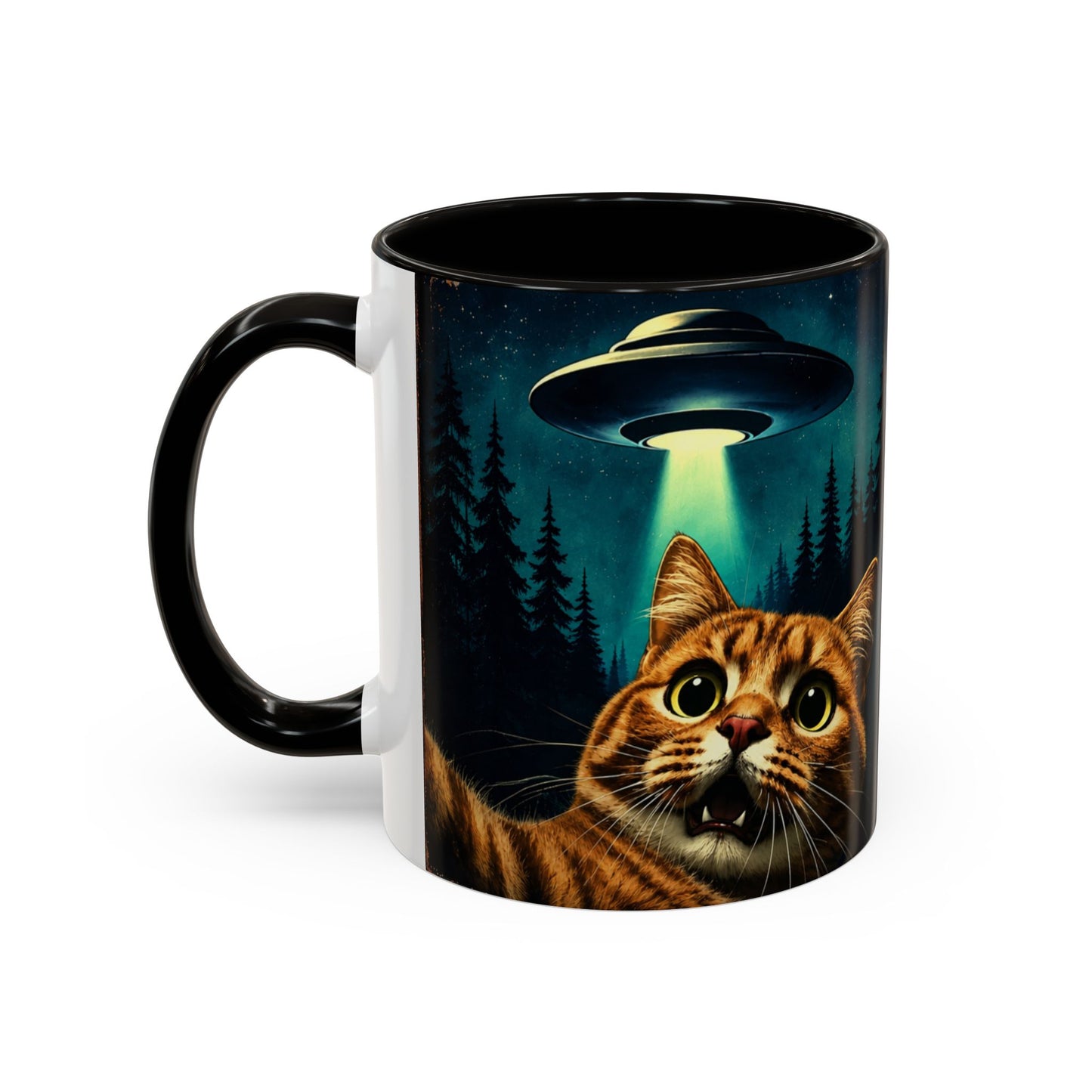 Tasse Chat Extraterrestre – Mug OVNI Vintage Humour – Cadeau Science Fiction Homme Femme 325ml