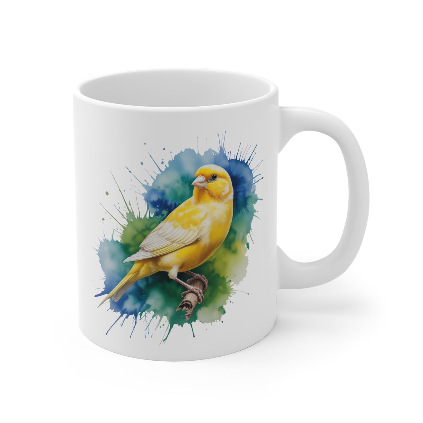 Mug Canari Artistique Aquarelle – Tasse Oiseau Jaune en Céramique 325ml – Design Réaliste et Élégant