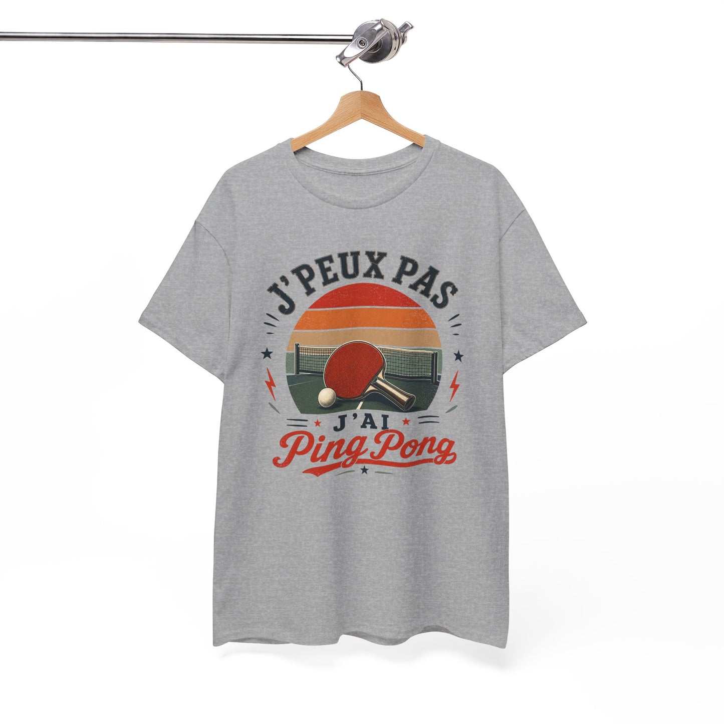 T-Shirt Ping Pong Homme Femme – J’Peux Pas J’Ai Ping Pong – Tee Shirt Tennis de Table Vintage Pongiste Raquette Balle Club Sport Cadeau Passion Tennis de Table