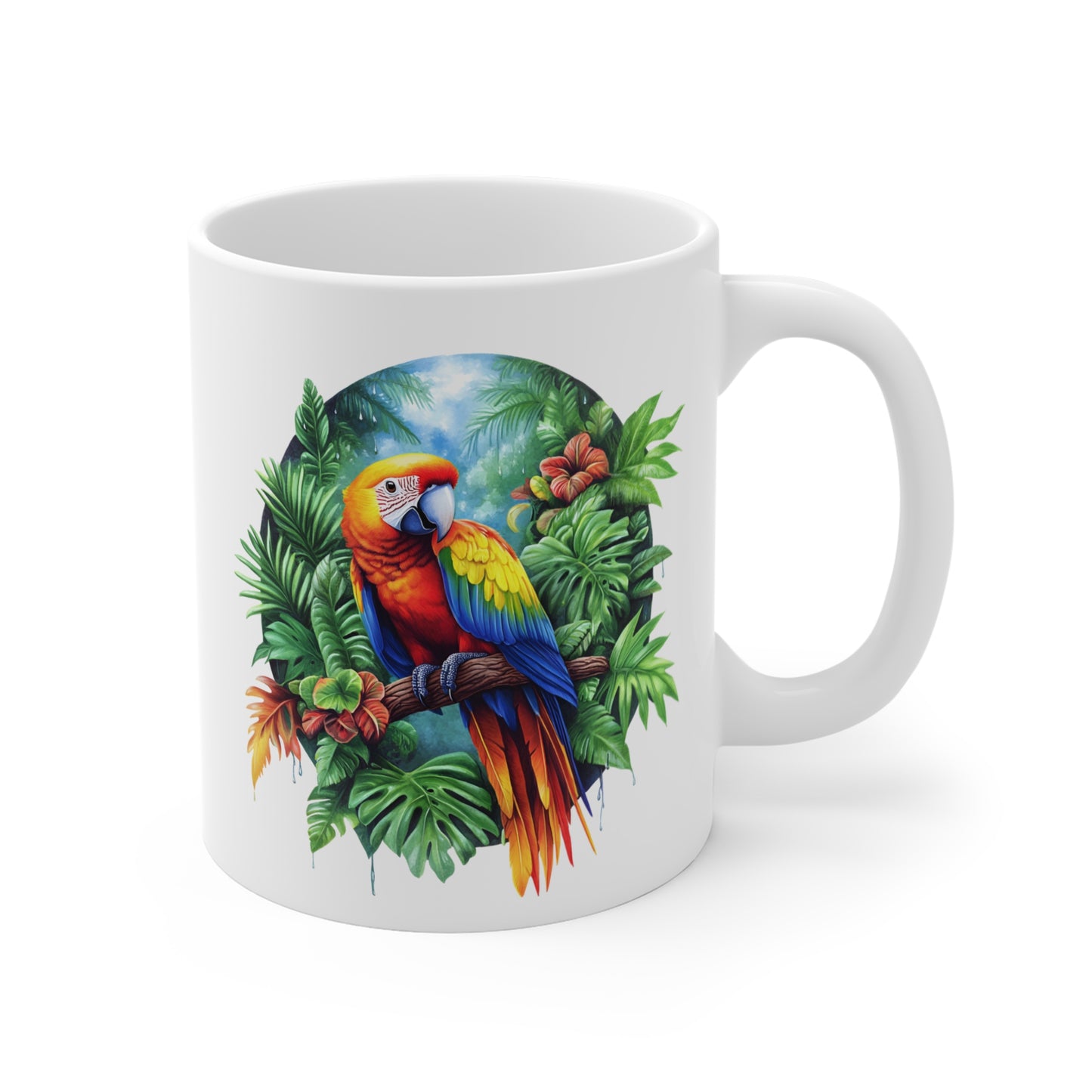 Tasse Perroquet Tropical Artistique – Mug Céramique 325 ml – Design Jungle Exotique et Coloré