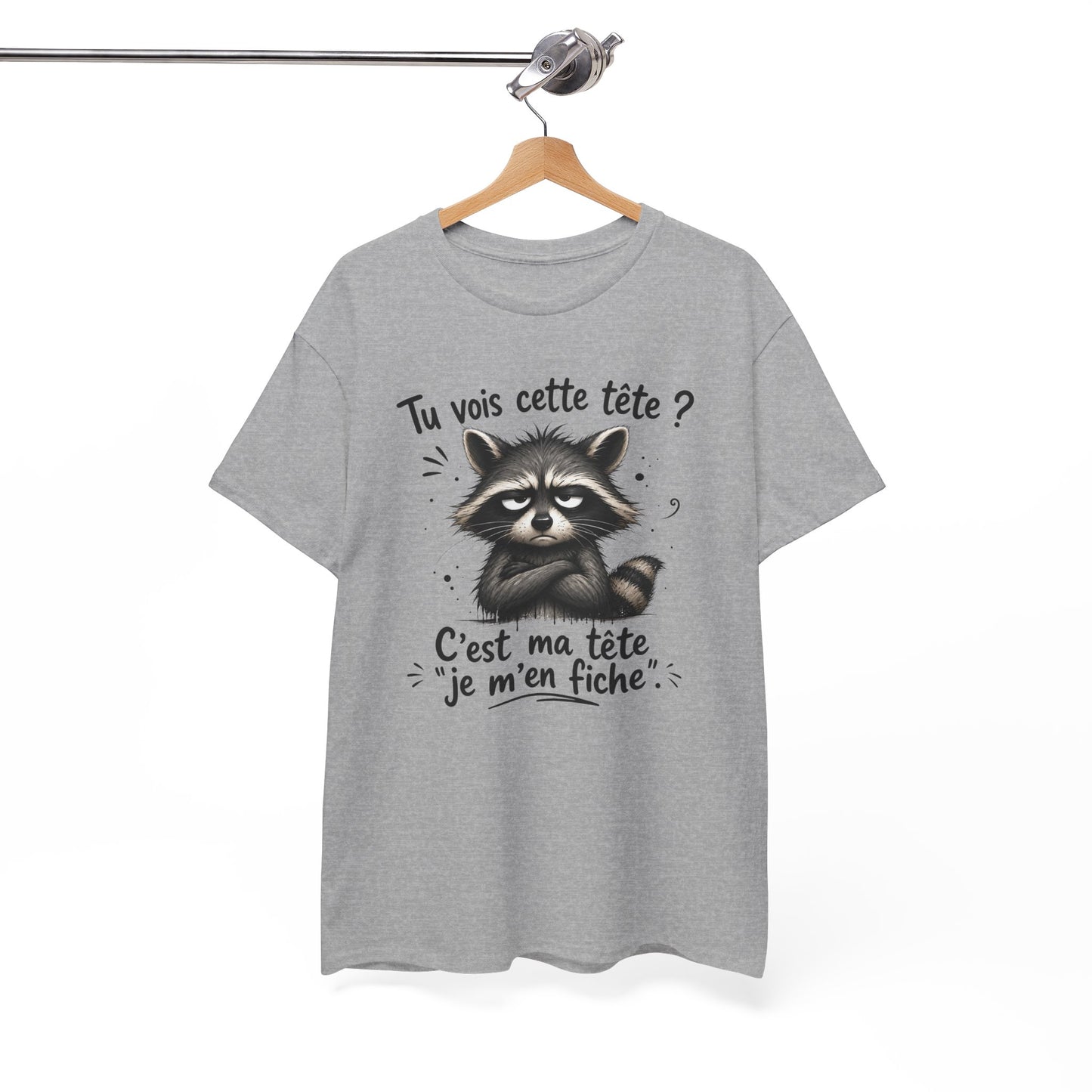 Tee-Shirt Tu Vois Cette Tête C’est Ma Tête Je M’en Fiche – Raton Laveur Humoristique – Cadeau Humour Sarcasme Homme Femme Adulte