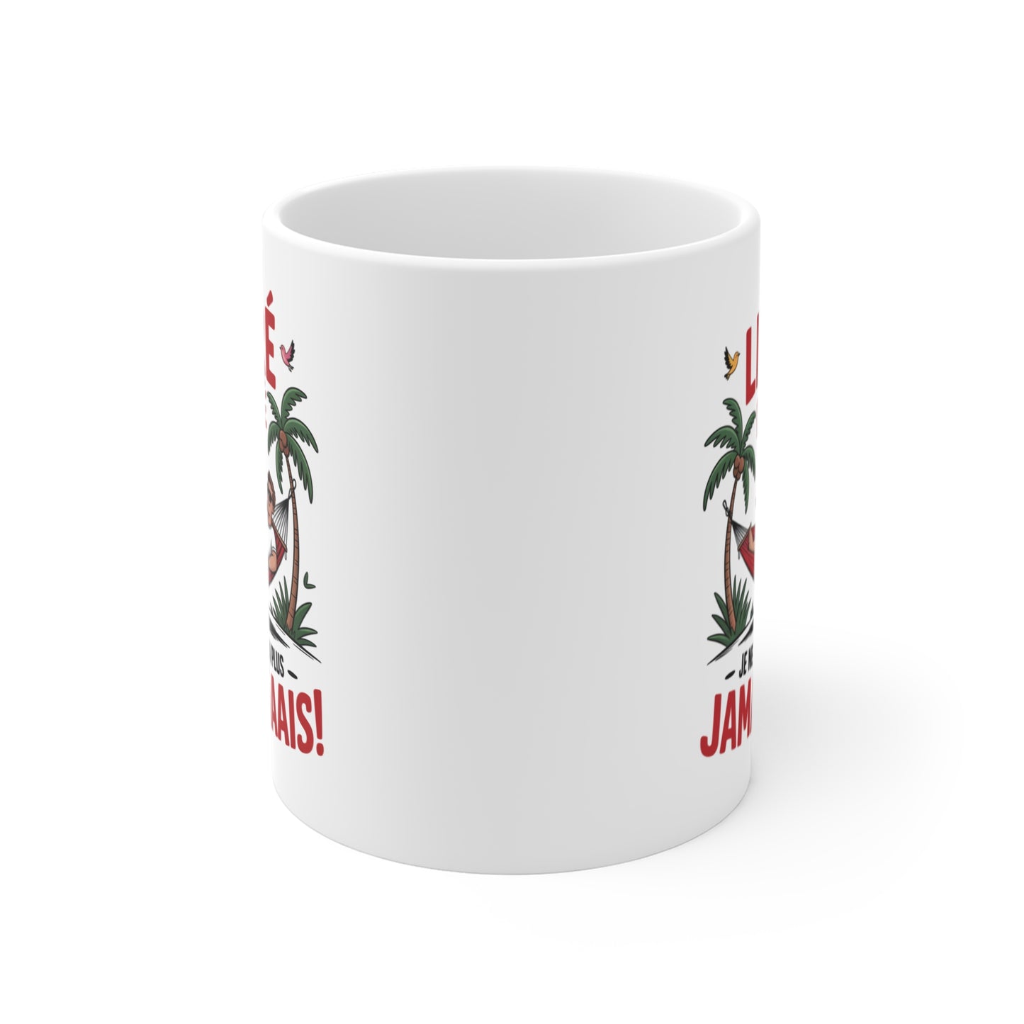 Mug Humour Homme Vacances – Tasse Céramique 325ml Hamac Cocktail – Cadeau Retraite Été Farniente