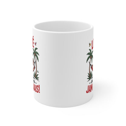 Mug Humour Homme Vacances – Tasse Céramique 325ml Hamac Cocktail – Cadeau Retraite Été Farniente