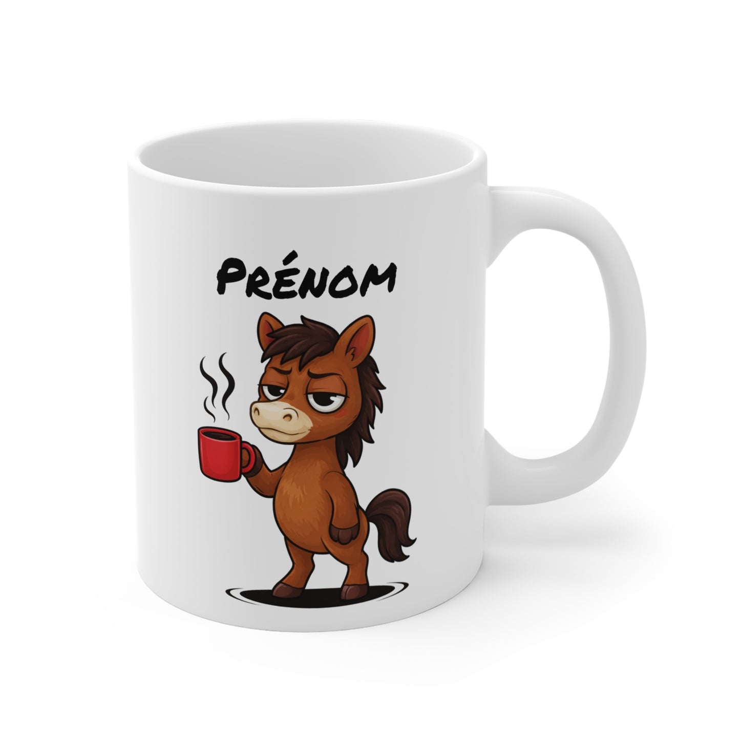 Mug Cheval Fatigué Personnalisable 325ml – Tasse Café Humoristique Prénom Cadeau Original