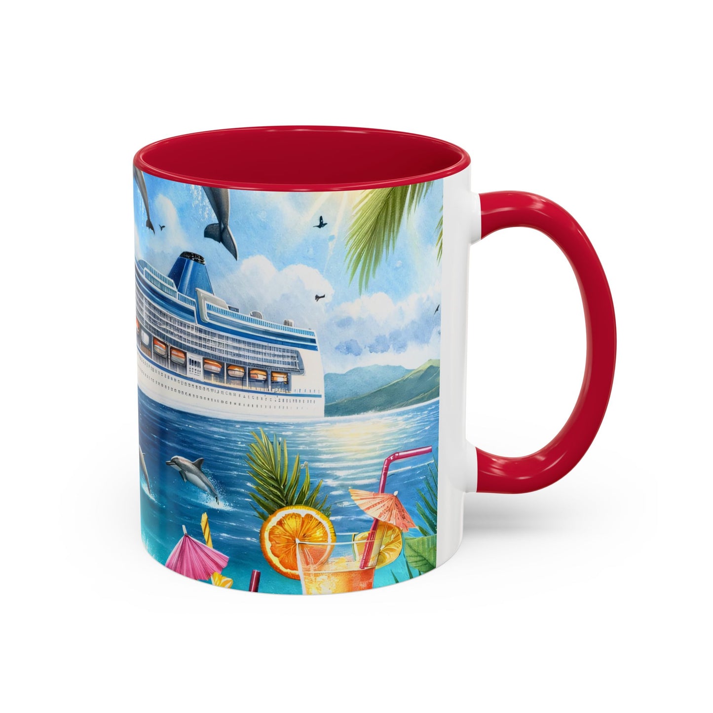 Mug Croisière Tropicale avec Dauphins – Tasse Paquebot de Luxe et Océan Paradisiaque – Cadeau Voyage et Vacances 325ml