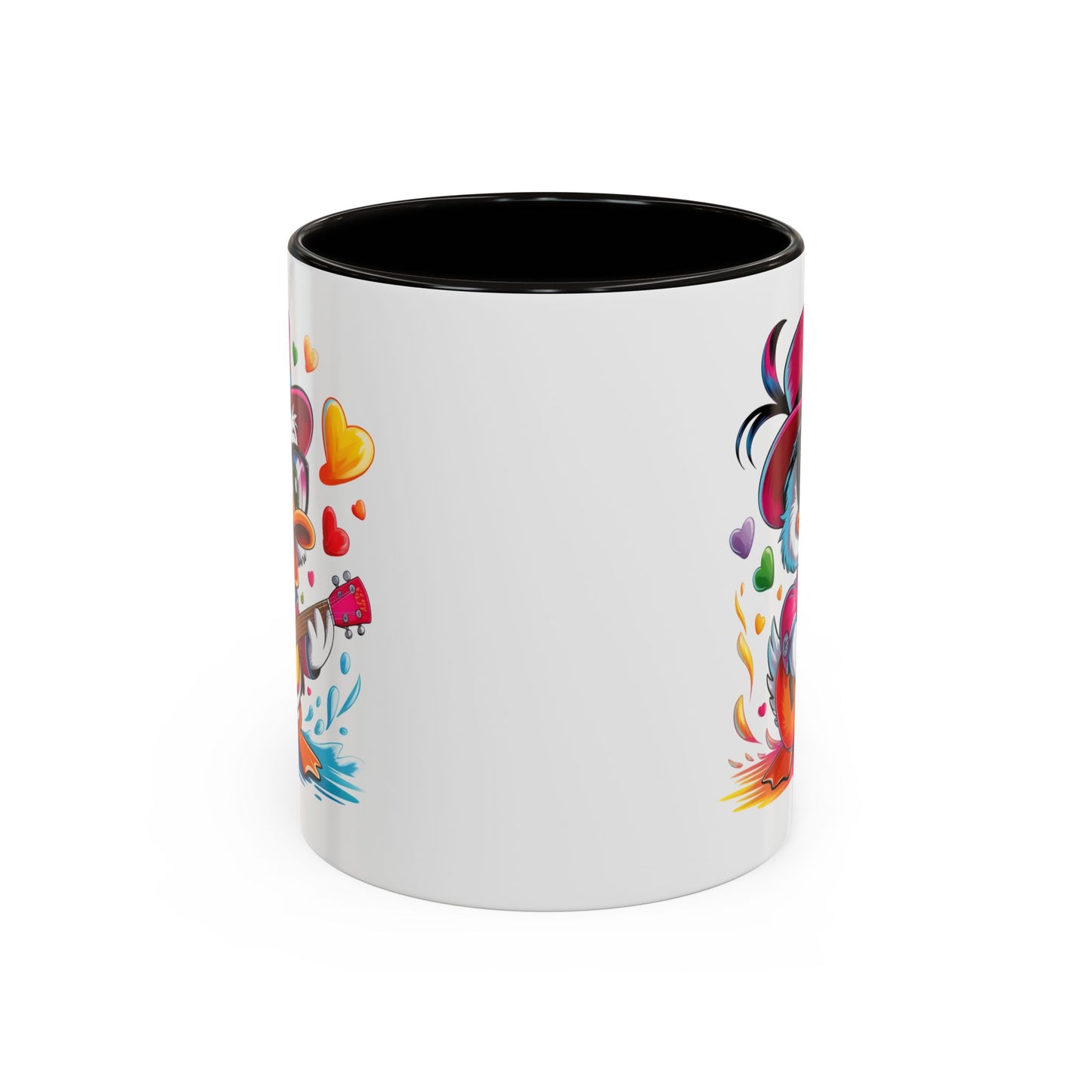 Mug Canard Musicien Stylé – Tasse Design Fun avec Guitare, Lunettes et Cœurs – Cadeau Original 325ml