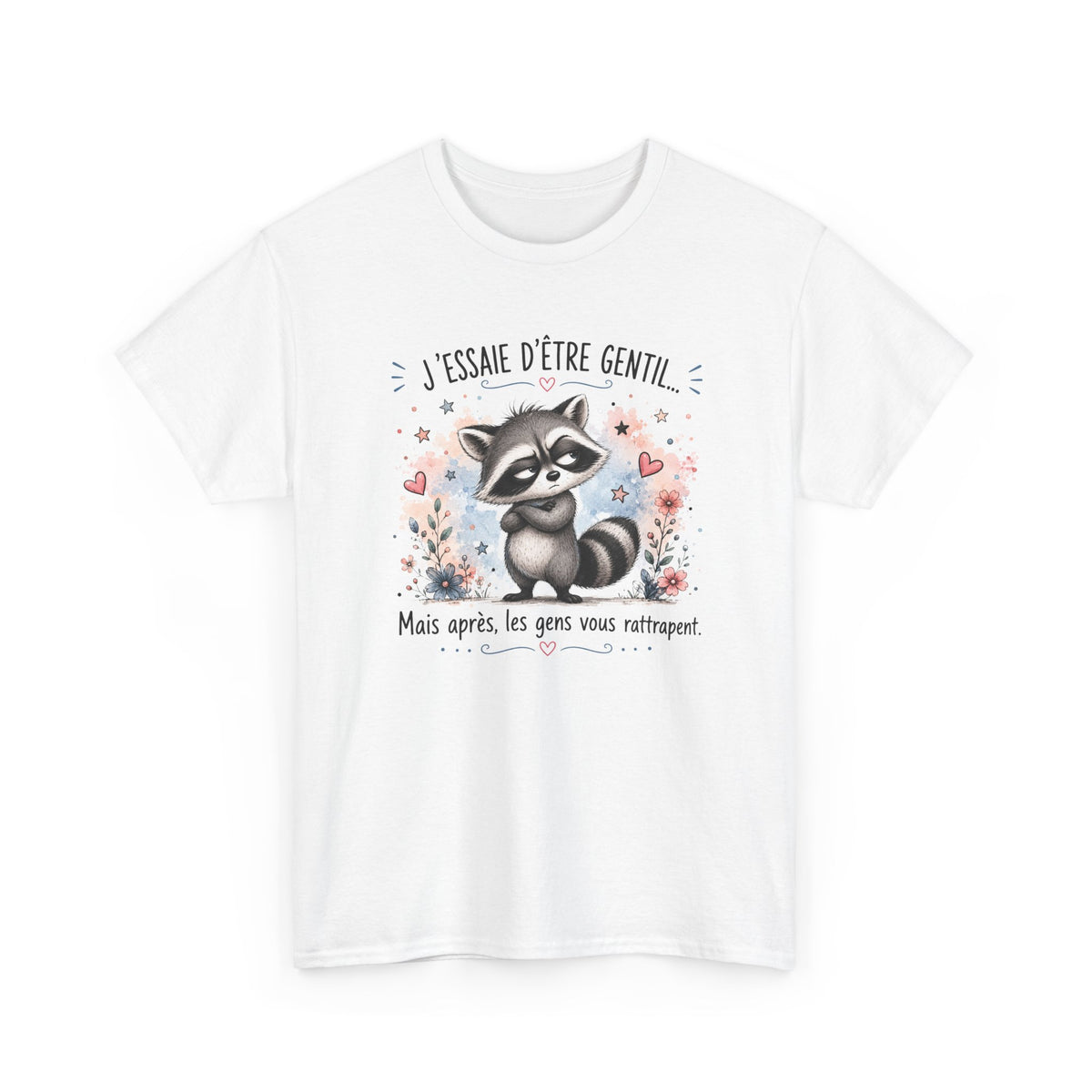 Tee-Shirt Humour Homme et Femme – Raton Laveur Drôle Blasé – Idée Cadeau Original Animal Mignon Anniversaire