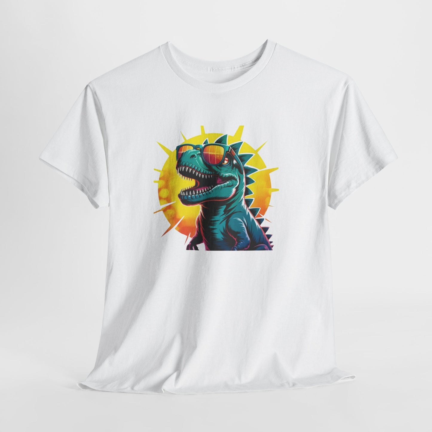 T-Shirt Dinosaure Lunettes Soleil – Tee Shirt T-Rex Vintage Sunset – Cadeau Fun Original Noir Blanc Gris