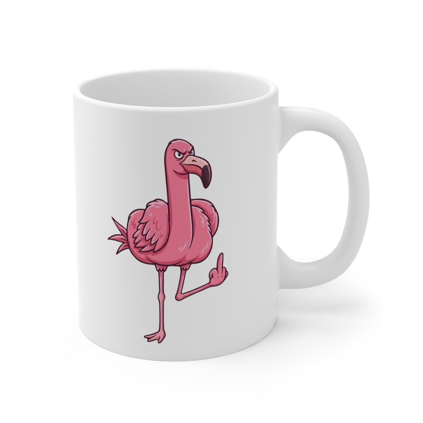 Mug Flamant Rose Doigt Humour – Tasse Animal Drôle Rebelle – Cadeau Original Flamant Fun 325 ml