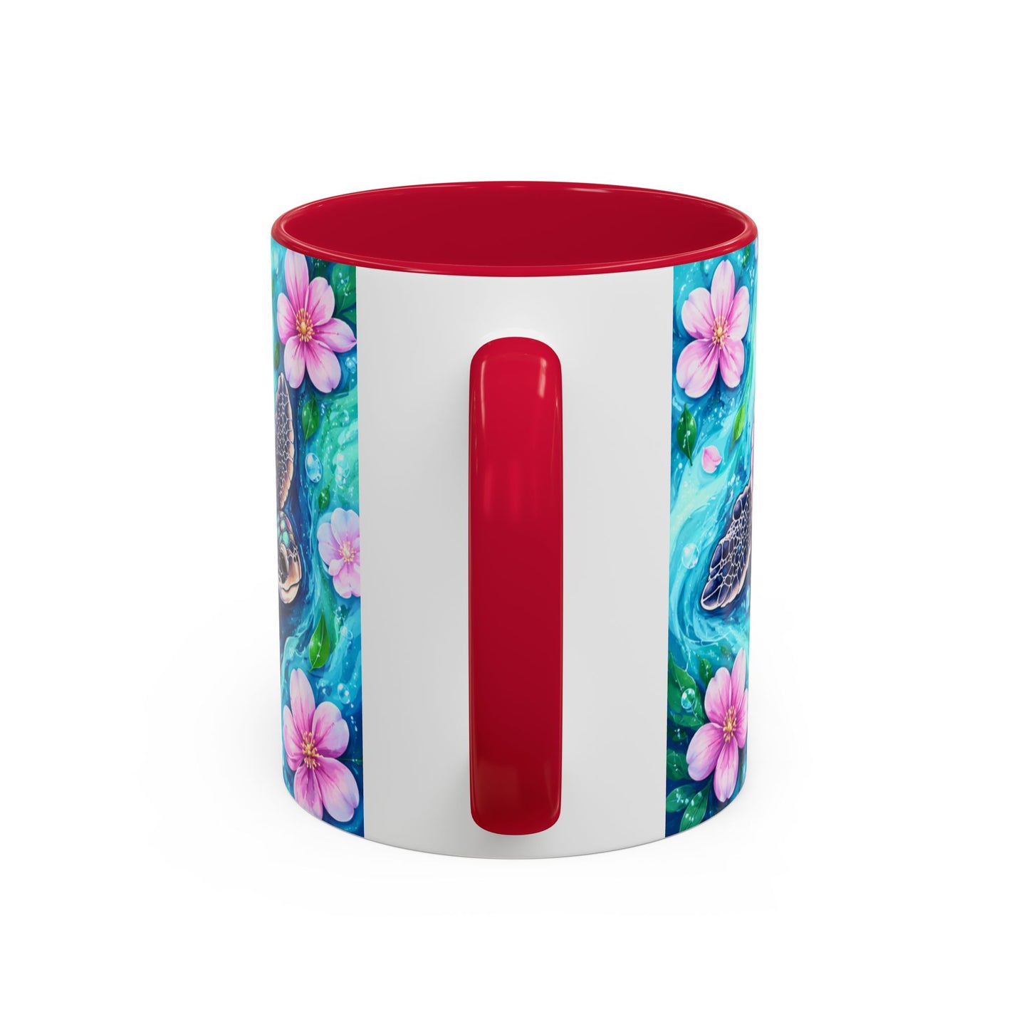 Tasse Tortue Marine Tropicale – Mug Océan et Fleurs Pastel – Cadeau Nature Mer 325ml