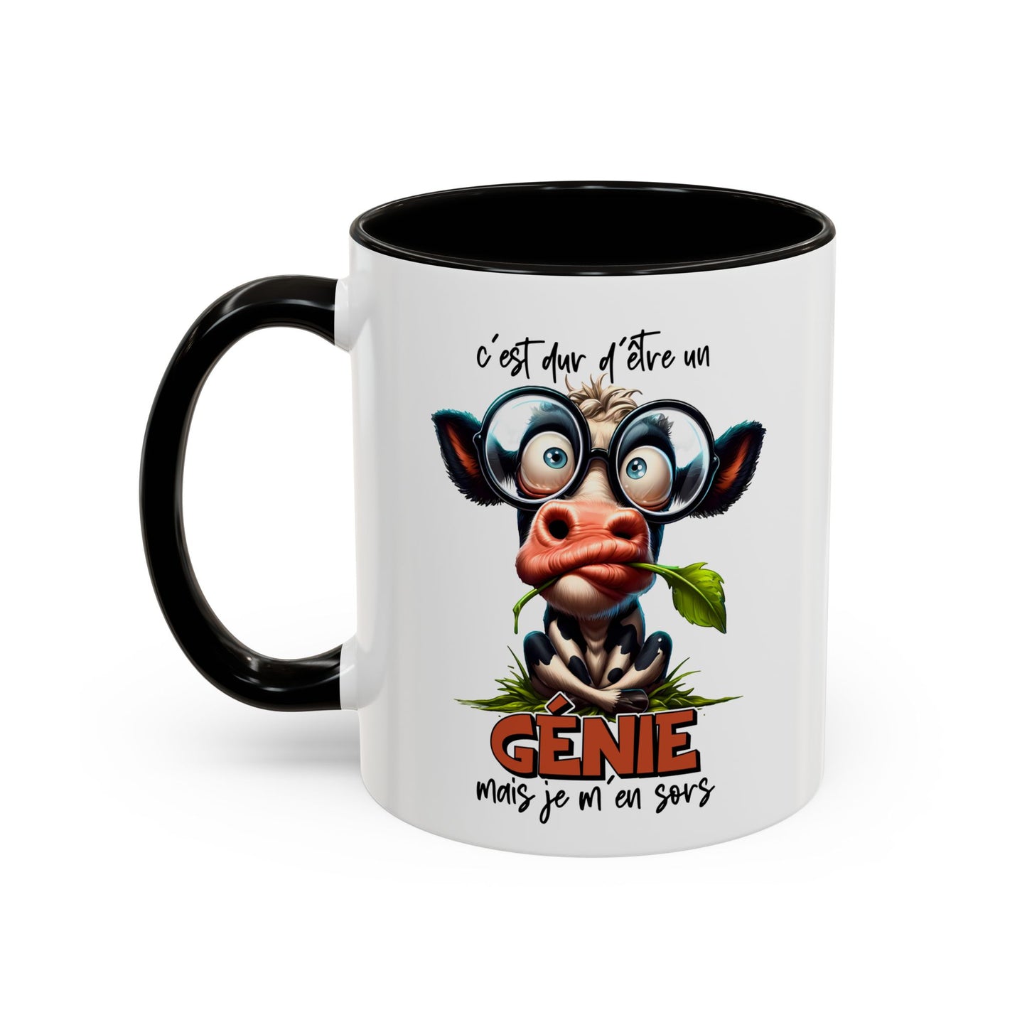 Tasse C’est Dur D’Être Un Génie Mais Je M’En Sors – Mug Humour Vache Drôle 325ml