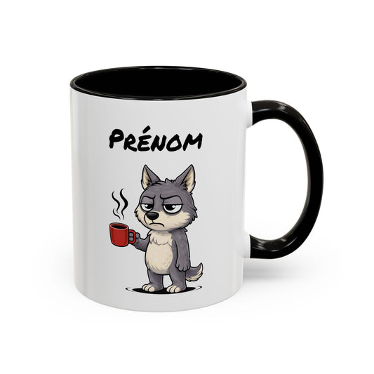Mug Loup Fatigué Personnalisable 325ml – Tasse Café Humour Animal Sauvage Drôle Réveil Difficile Travail