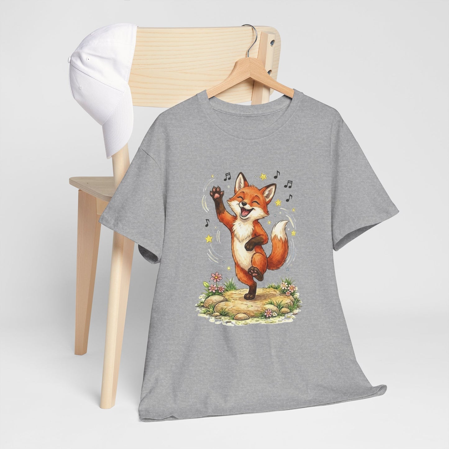 Tee Shirt Homme et Femme Renard Rigolo Dansant Animal Mignon Musique Nature Cadeau Humour
