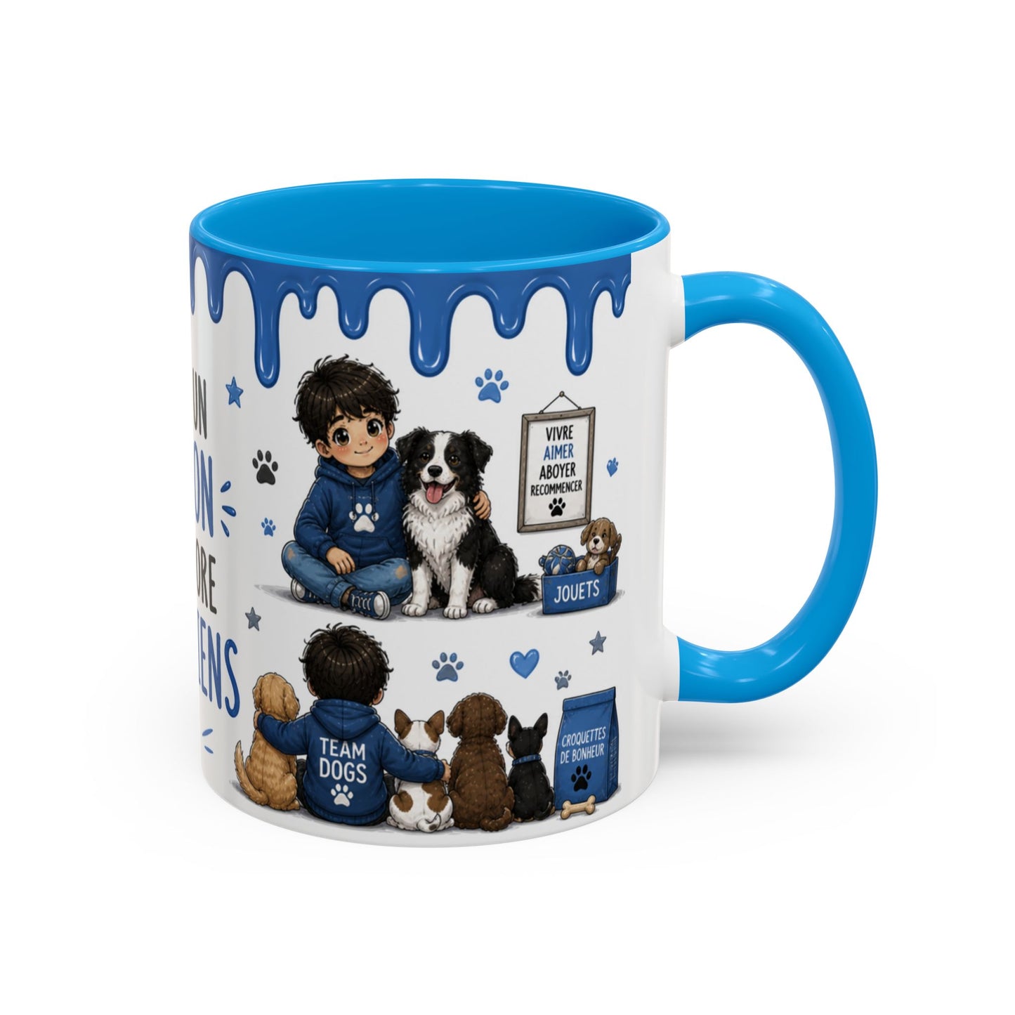 Tasse Juste Un Garçon Qui Adore Les Chiens – Mug Chien Garçon Kawaii Bleu – Cadeau Passion Chiens 325ml