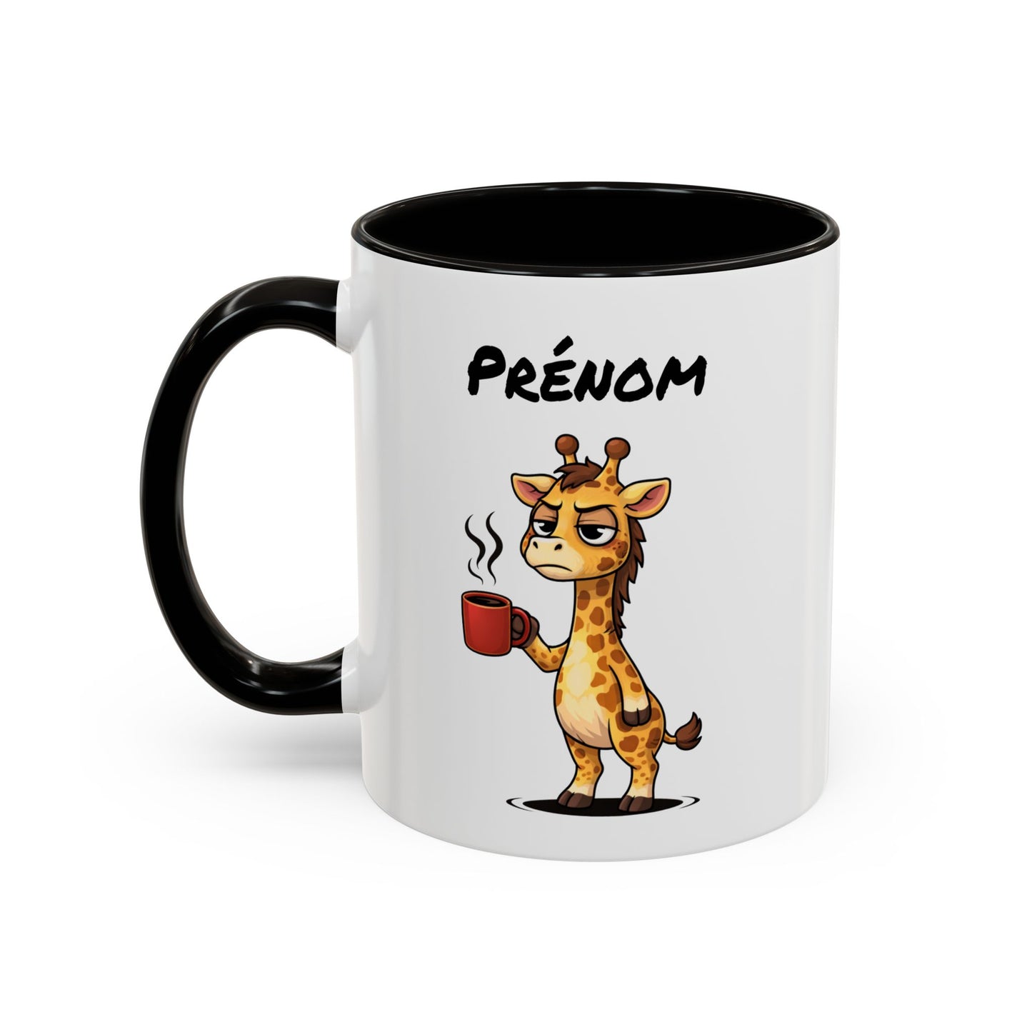 Mug Girafe Fatiguée Personnalisable 325ml – Tasse Café Drôle Prénom Cadeau Original