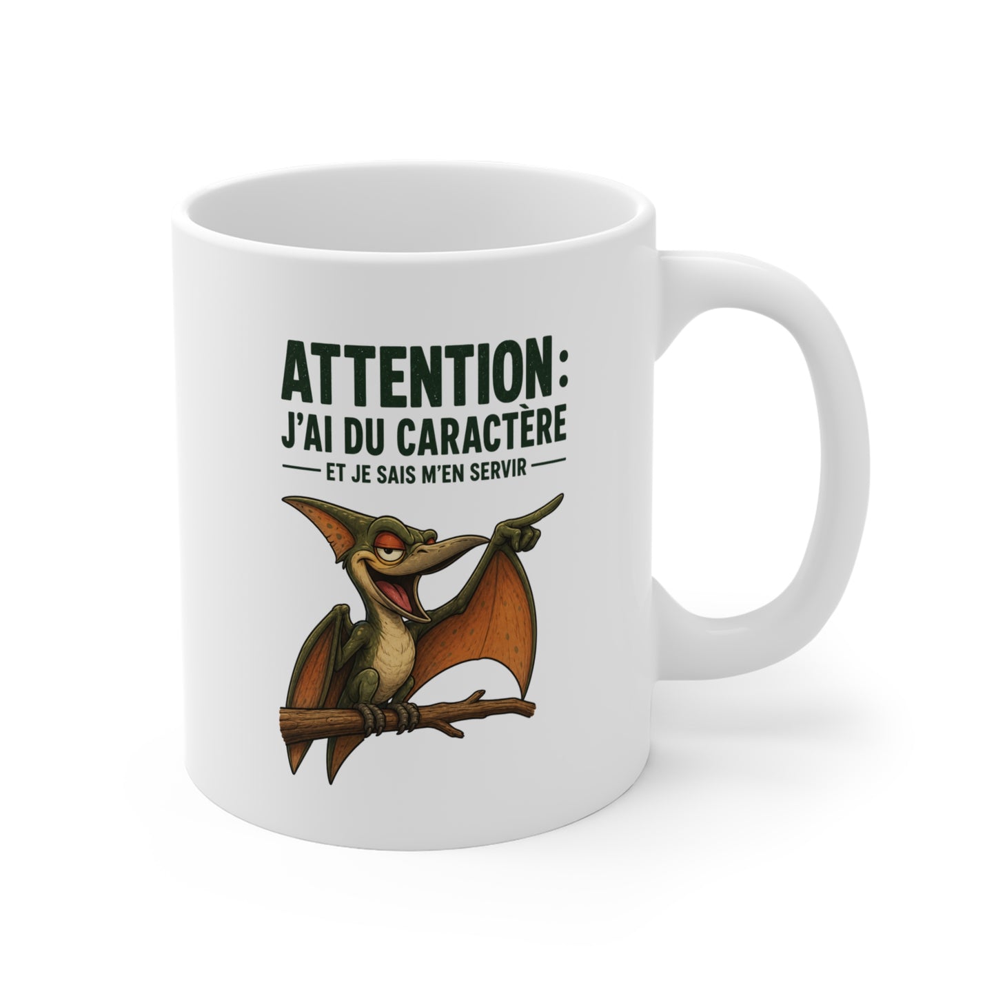 Mug Humoristique – Tasse Dinosaure Volant au Fort Caractère – Cadeau Original Homme et Femme, Ami ou Collègue – 325 ml
