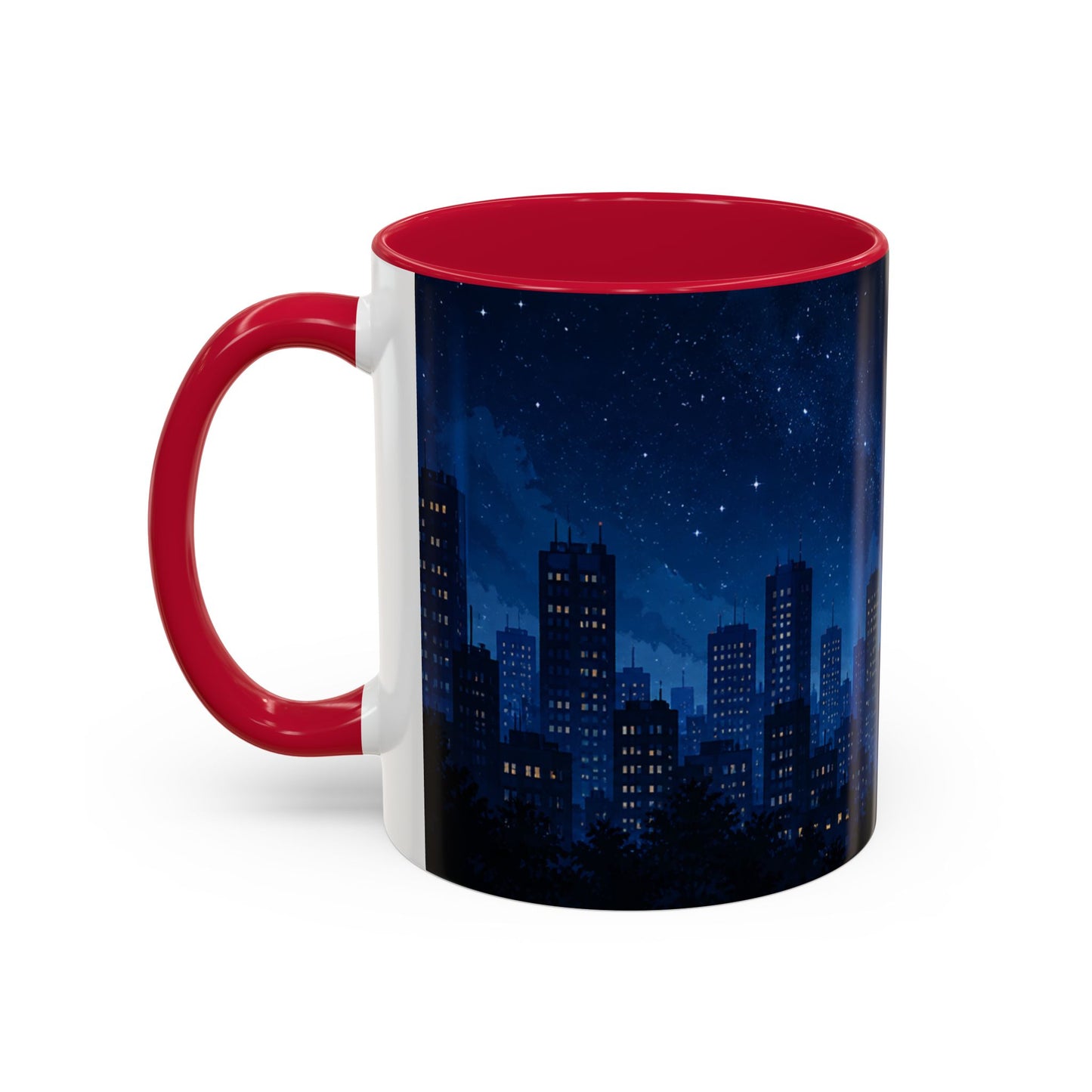 Tasse Ville de Nuit et Étoiles – Mug Skyline Urbain et Ciel Nocturne – Design Moderne Relaxant – Céramique 325ml