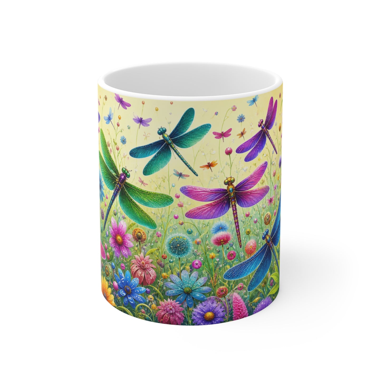 Tasse Libellules Colorées – Mug Floral Nature – Cadeau Femme Homme Enfant 325ml