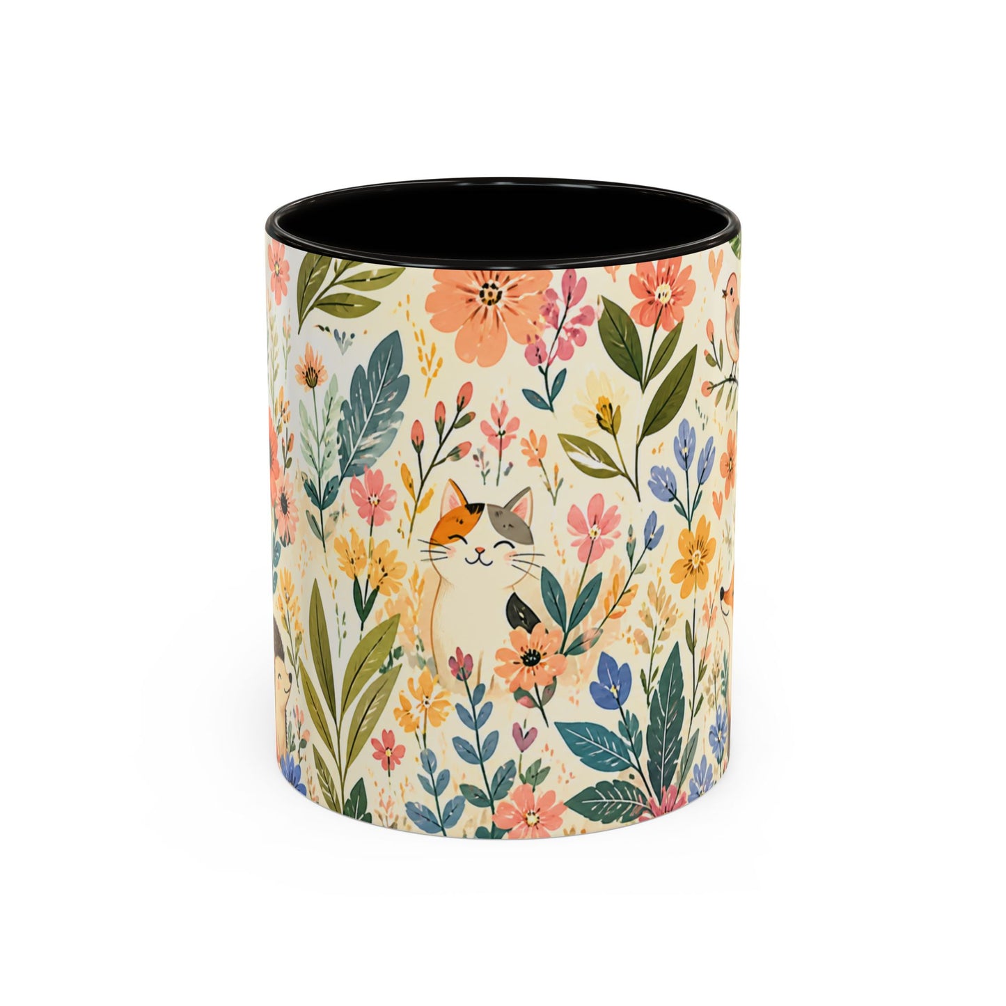 Mug Animaux Mignons Forêt Fleurie – Tasse Renard Chat Lapin Hérisson – Cadeau Nature Femme Enfant 325ml