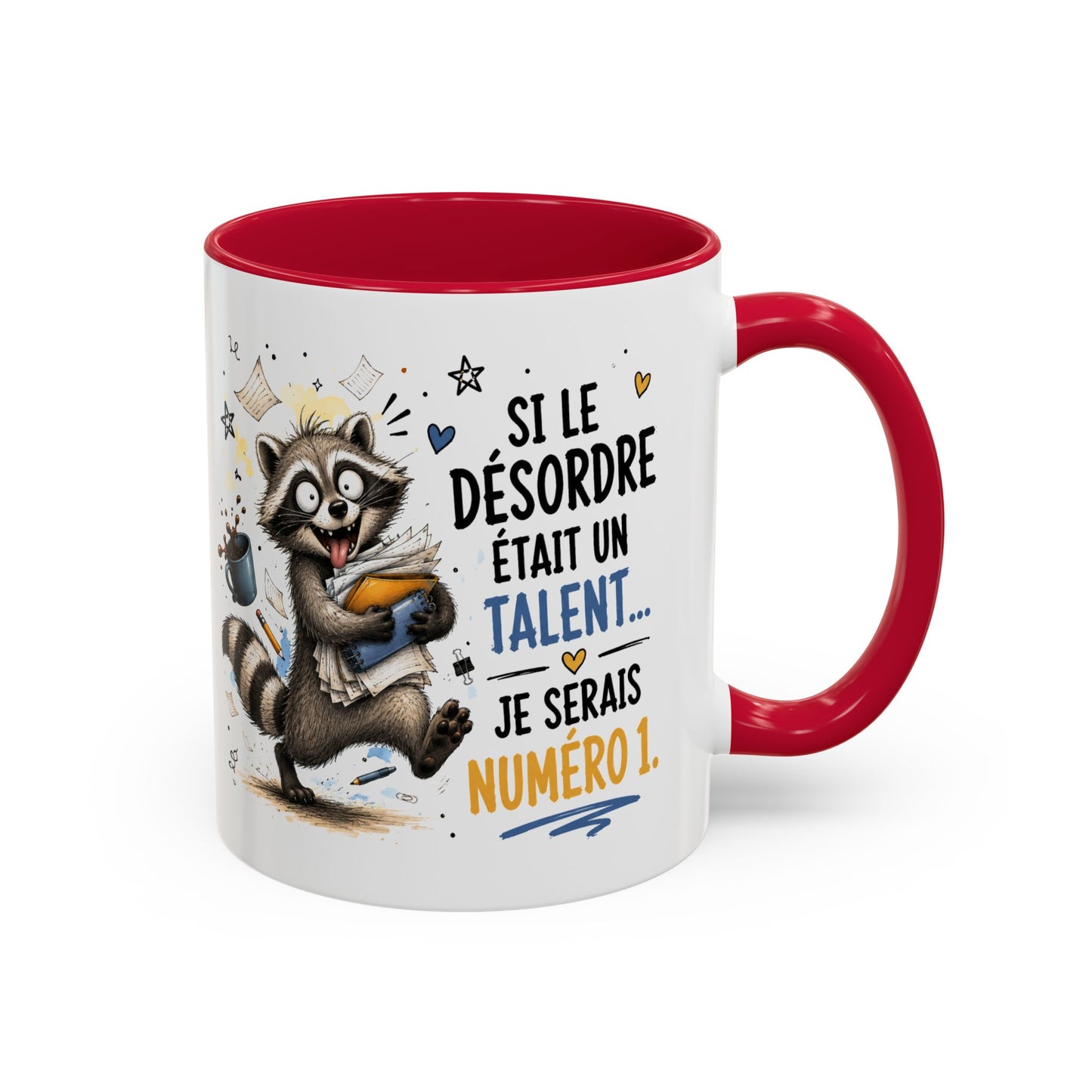 Tasse Raton Laveur Drôle Homme Femme – Mug Si Le Désordre Était un Talent Je Serais Numéro 1 – Cadeau Humour Bureau Café 325 ml