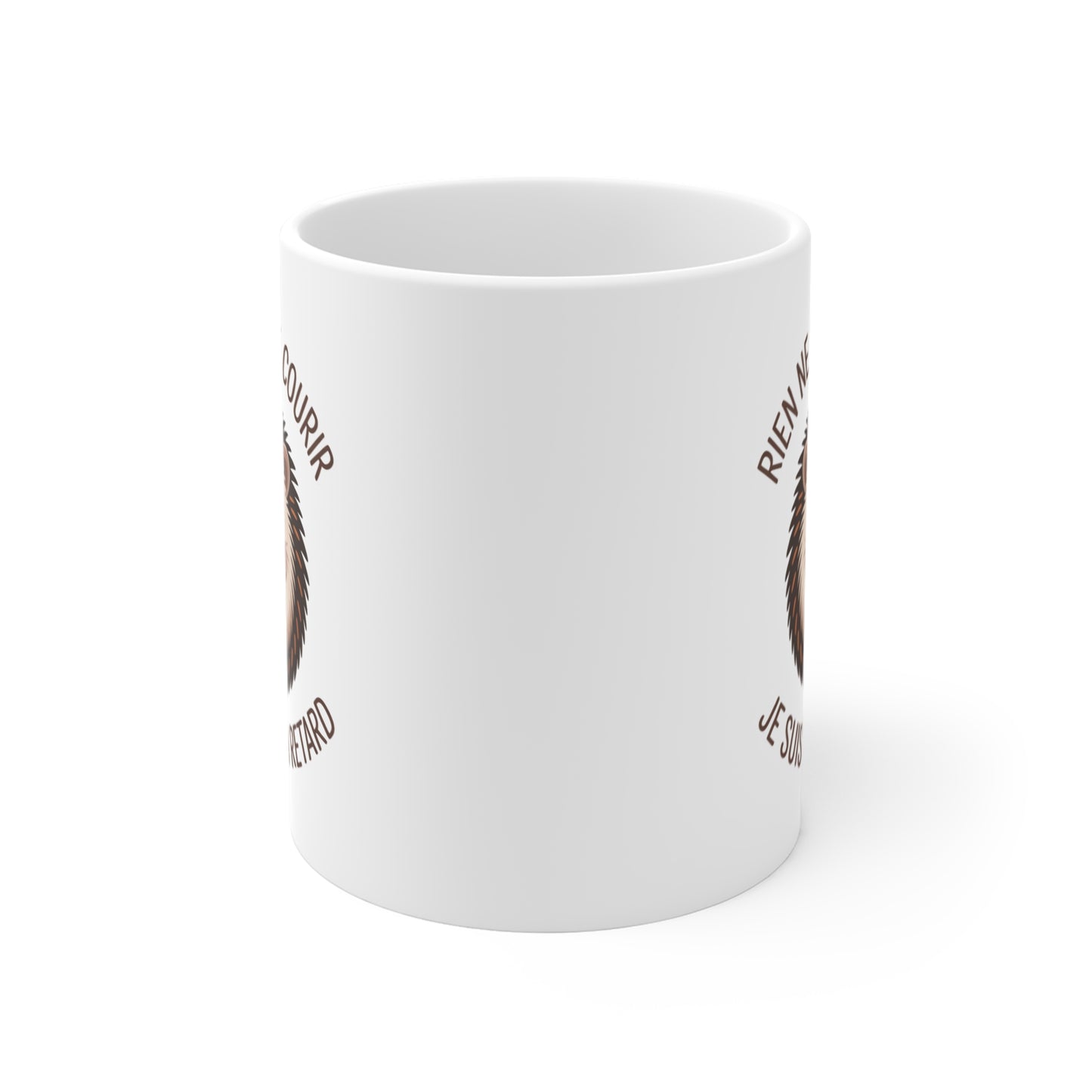 Mug Hérisson Humour – Tasse Rien ne Sert de Courir Je Suis Déjà en Retard – Cadeau Drôle et Mignon 325ml