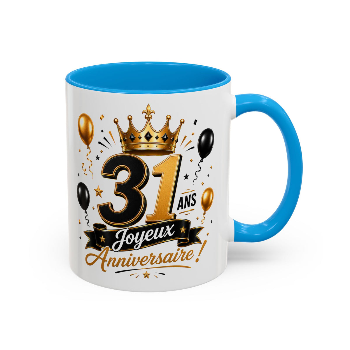 Mug Joyeux 31 Ans – Tasse Anniversaire 31 Ans – Cadeau Original pour Femme Homme – Idée Cadeau 31e Anniversaire Noir Bleu Rouge