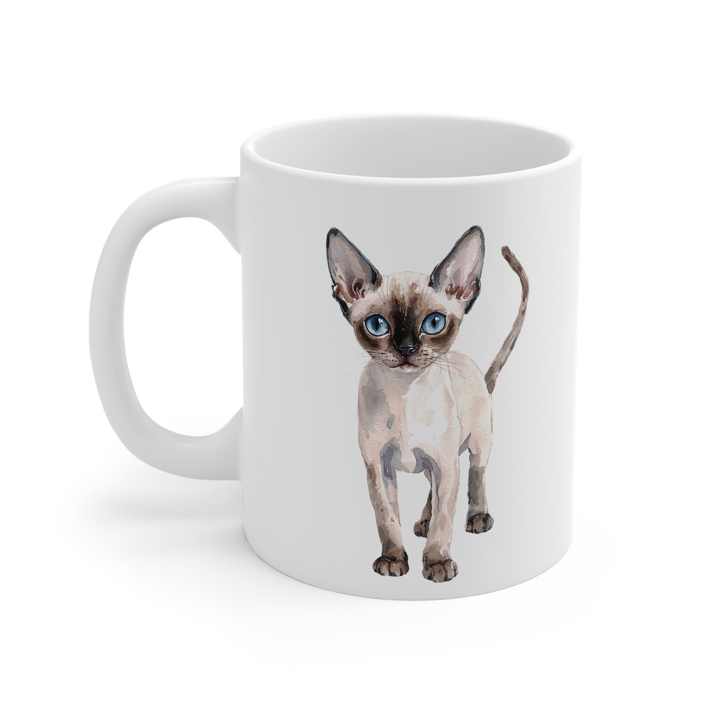 Tasse Chat Siamois Aquarelle – Mug Céramique 325 ml – Cadeau Élégant pour Amoureux des Chats