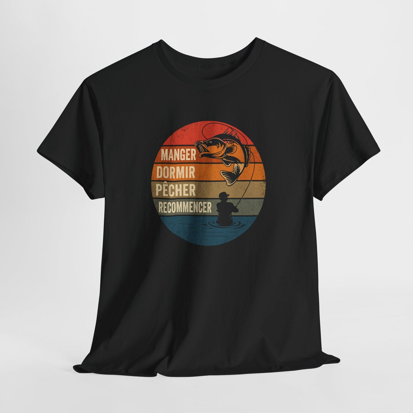 T-Shirt Pêche Homme et Femme – Cadeau Pêcheur Passionné – Pêche Poisson Canne à Pêche – Style Vintage Rétro – Idée Cadeau