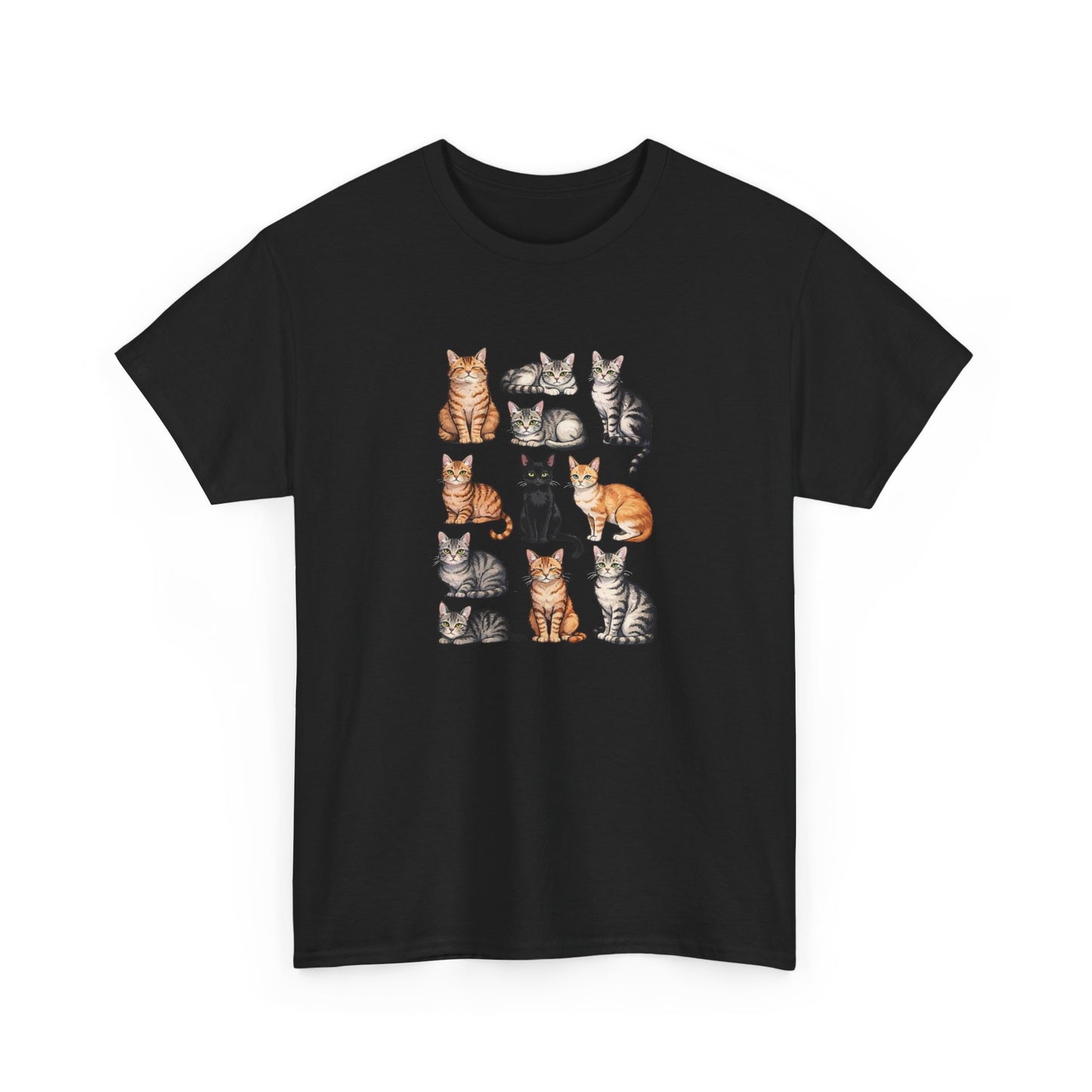 T-Shirt Chats Mignons Multiples – Design Différentes Races de Chats – Tee-Shirt Amoureux des Chats