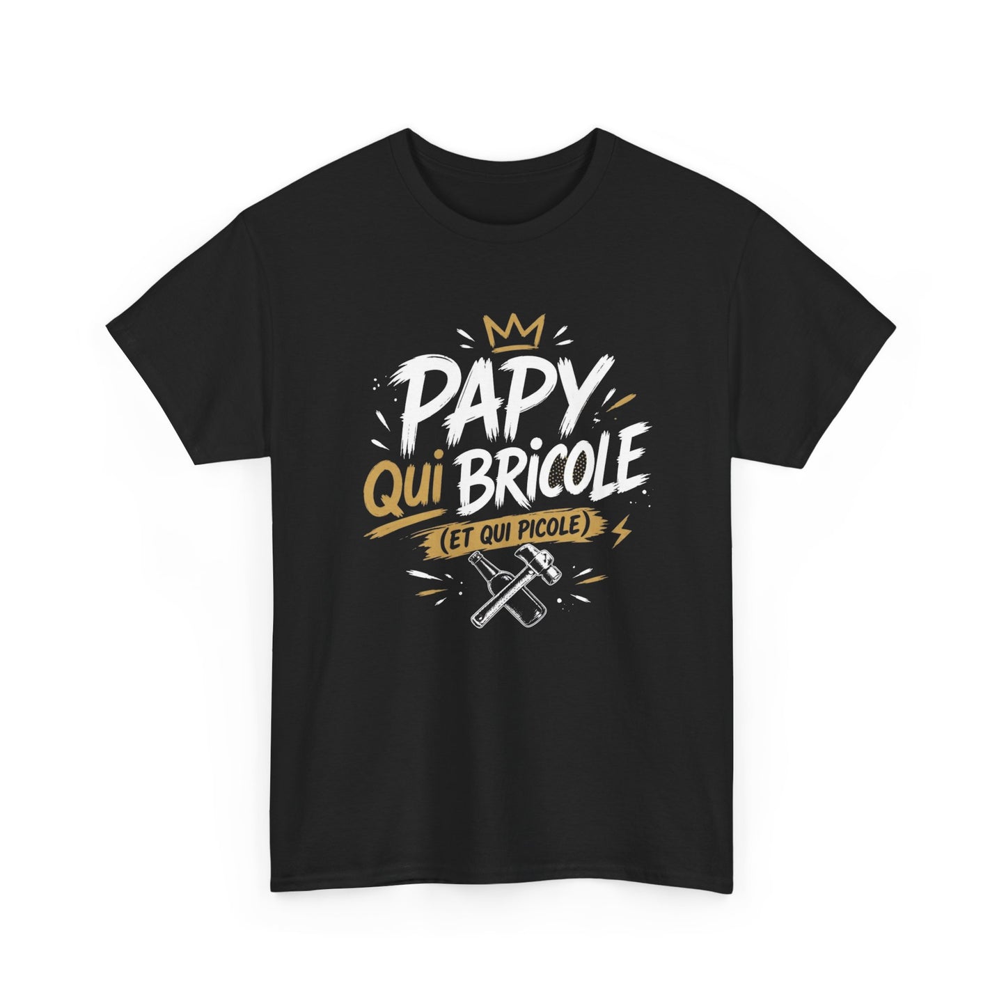 T-Shirt Papy Bricoleur Humour – Papy Qui Bricole Et Qui Picole – Cadeau Homme Bricolage Drôle